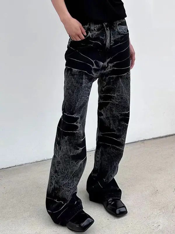 Japanese Brand VIBE Retro lightning pattern heavy wash bootcut jeans Size US 32 / EU 48 - 4 Thumbnail