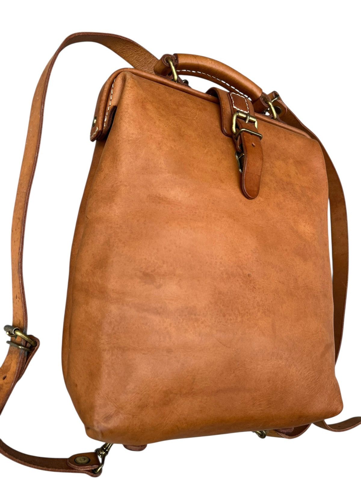 Leather Vintage HERZ Japan Patina Leather Backpack Rucksack Size ONE SIZE - 9 Thumbnail