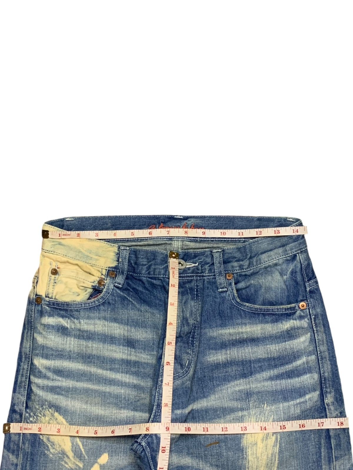 Japanese Brand Vintage Japanese Brand Buttonfly Rusty Acid Wash Loose Jeans Size US 29 - 11 Thumbnail