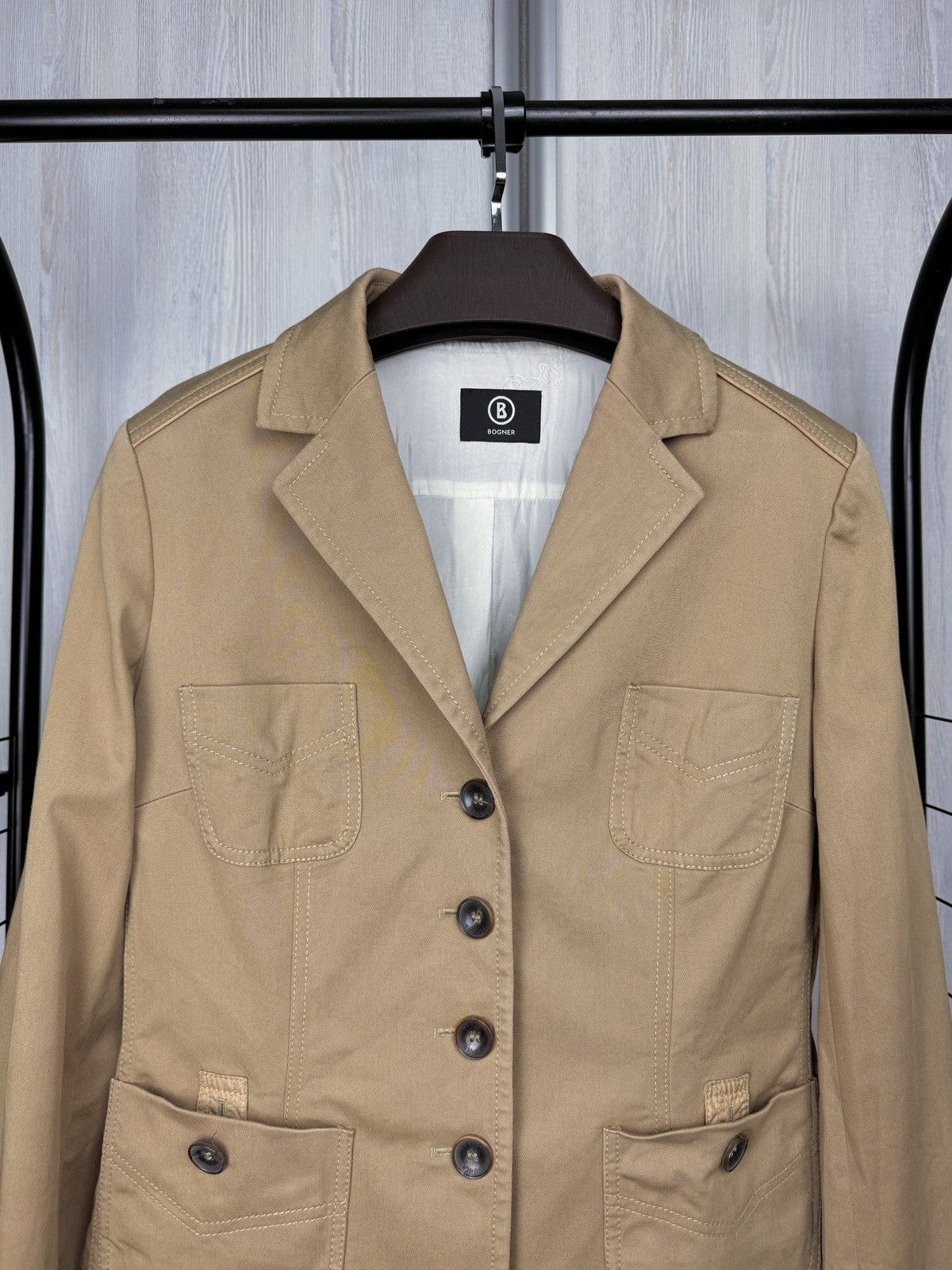 Bogner Bogner beige cotton elbow patches womens blazer basic jacket Size L / US 10 / IT 46 - 3 Thumbnail