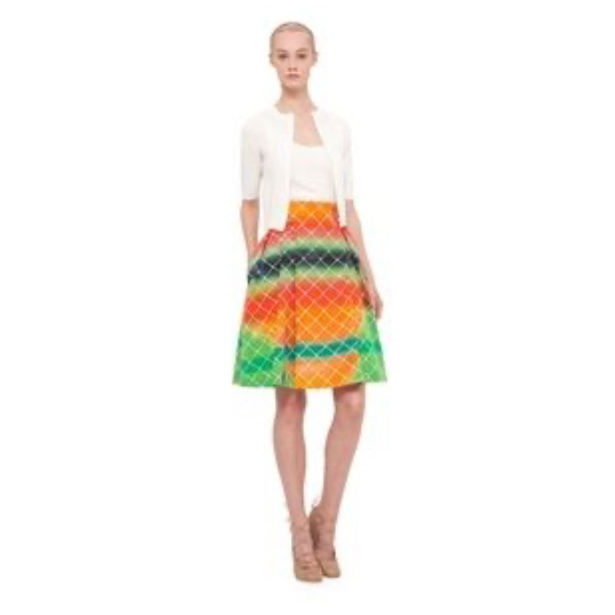 Akris NWT Akris Punto Rainbow Skirt Multicolor Net Print Cotton 6 Size 28" / US 6 / IT 42 - 1 Thumbnail