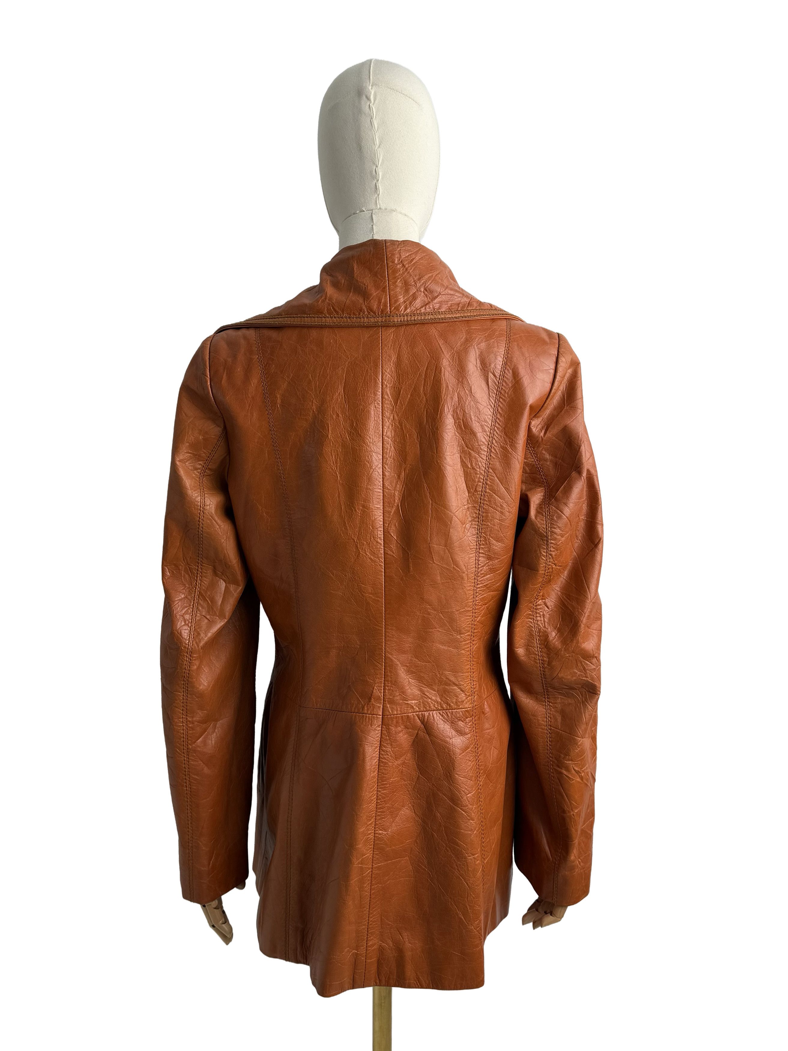 Vintage Vintage Leather Coat Double Breasted Jacket Retro Mod Trench Size M / US 6-8 / IT 42-44 - 4 Thumbnail