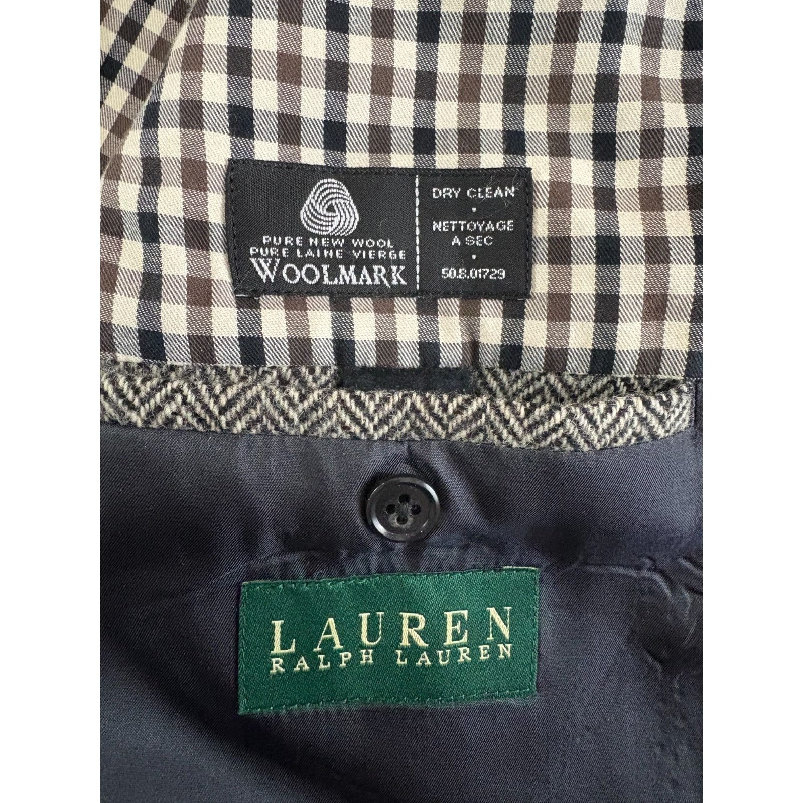 Polo Ralph Lauren Lauren Ralph Lauren Herringbone Elbow Patch 100% Wool Blazer Size 44R - 3 Thumbnail