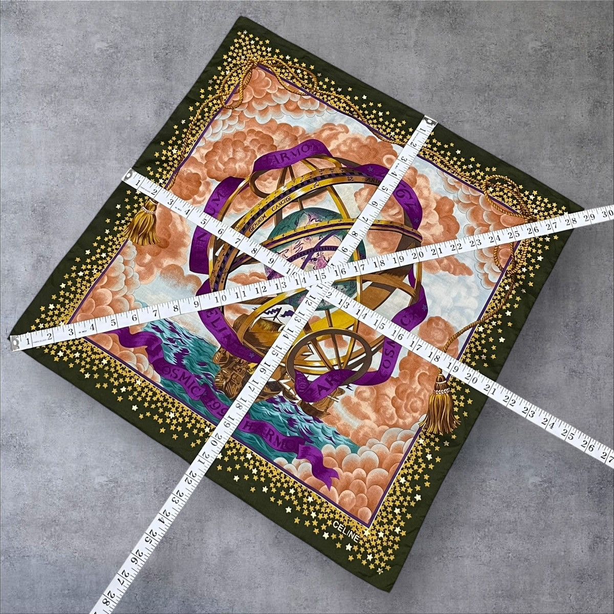 Celine Ultra Rare Vintage CELINE Cosmic Globe Bandana Pocketsquare Size ONE SIZE - 10 Thumbnail
