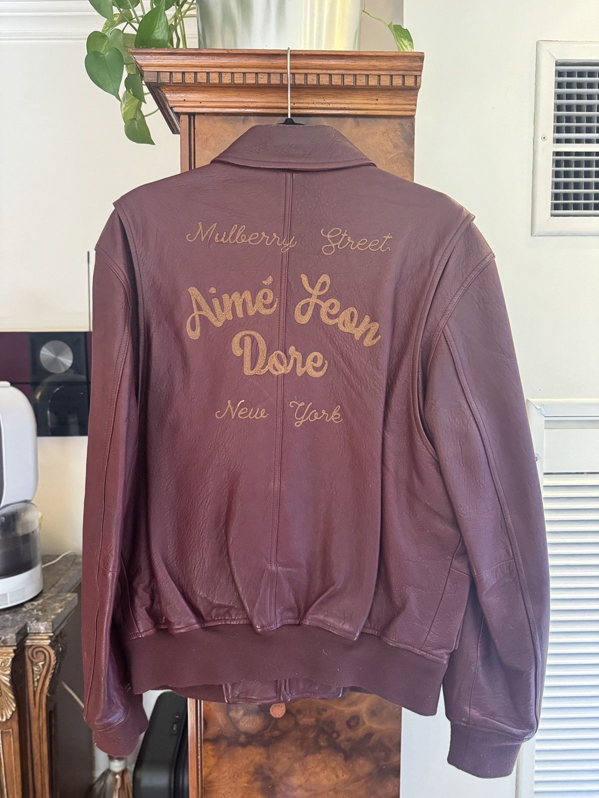 Aime Leon Dore Aime Leon Dore Burgundy Leather Jacket with Back Embroidery Size US M / EU 48-50 / 2 - 3 Thumbnail