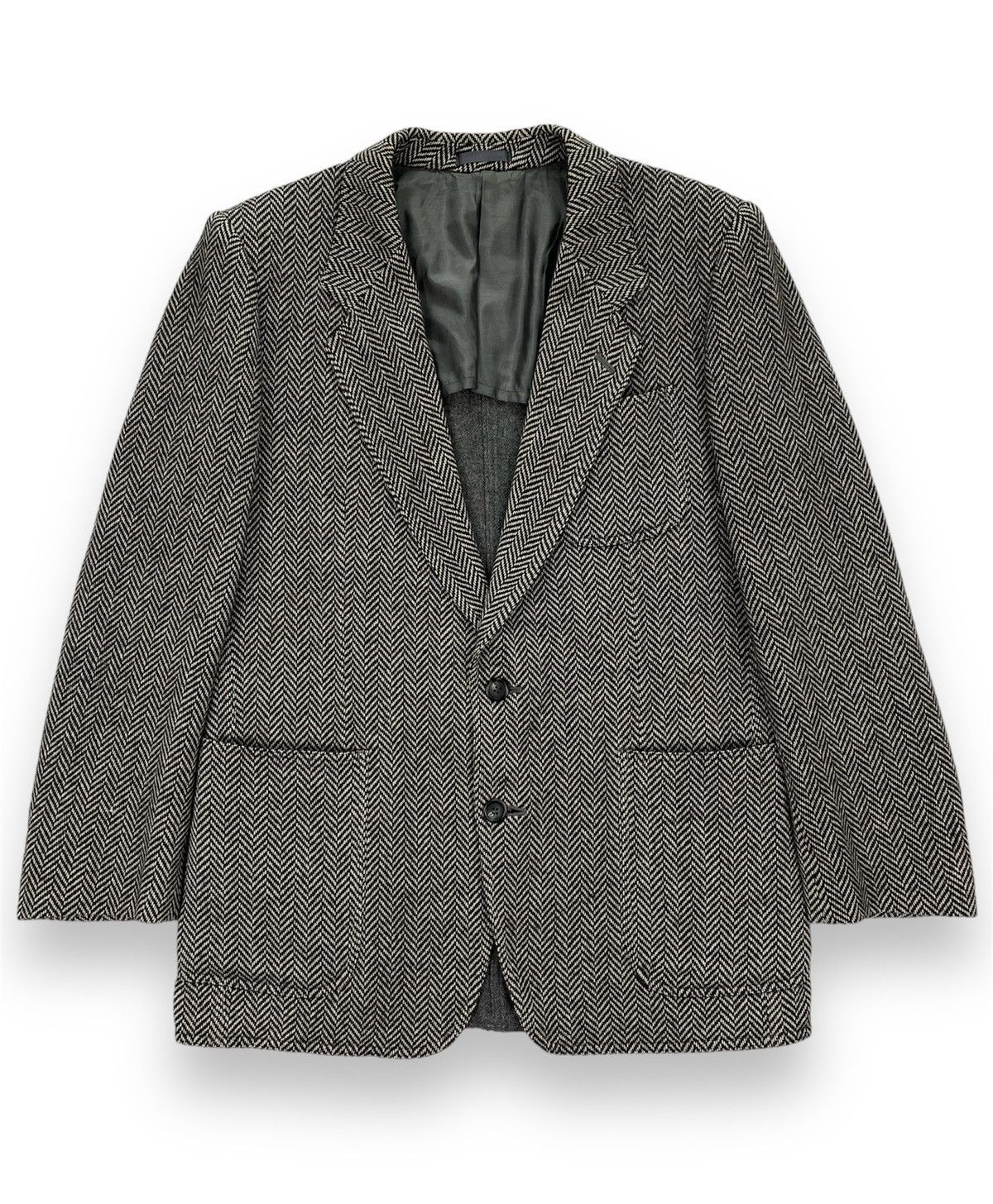 Designer × Lanvin × Vintage Lanvin Paris Dirty Herringbone Twill Wool Jacket Size US S / EU 44-46 / 1 - 1 Thumbnail