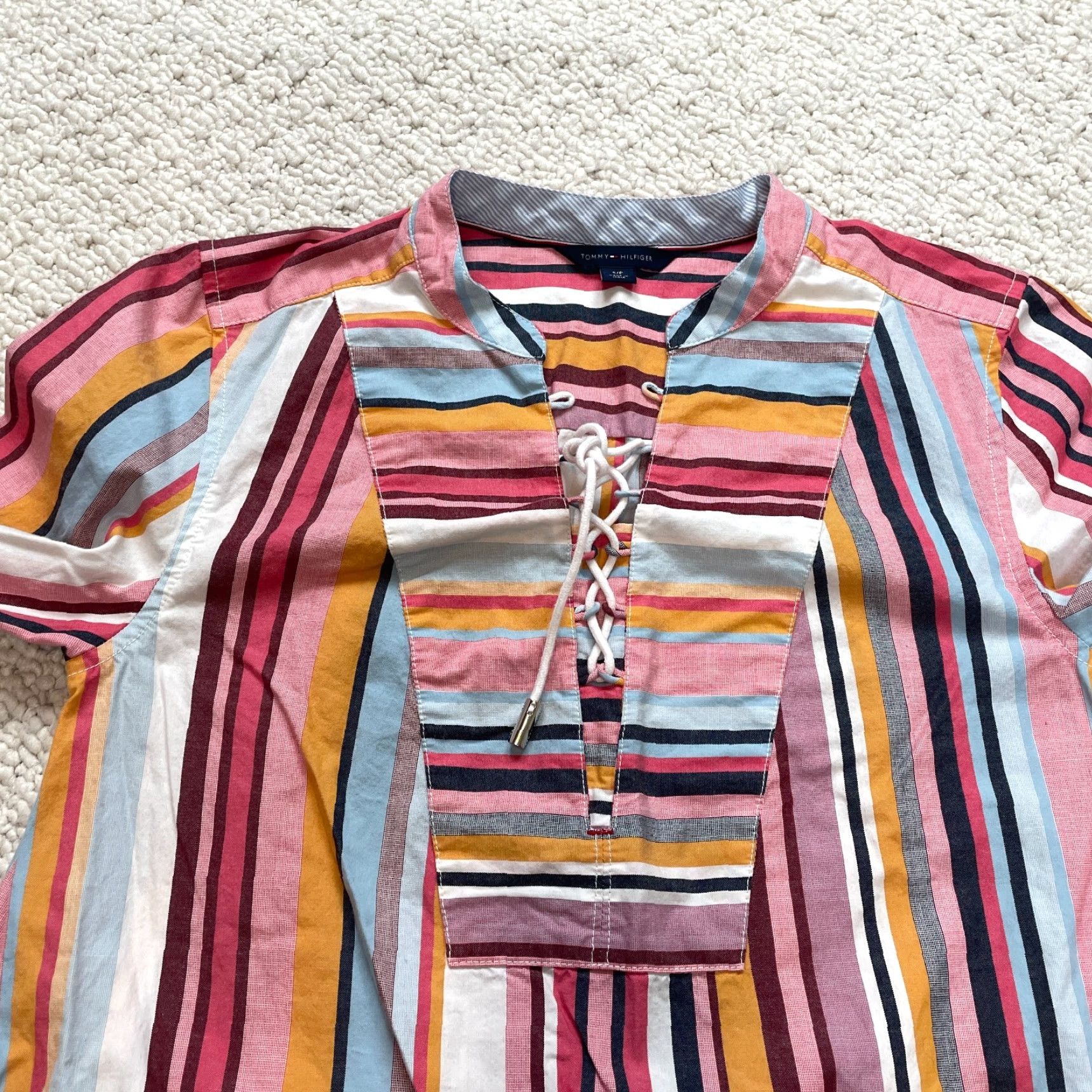 Tommy Hilfiger Tommy Hilfiger Tunic Shirt Dress Womens S Blue Striped Long Sleeve Knee Length Shirt Dress Size S / US 4 / IT 40 - 5 Thumbnail