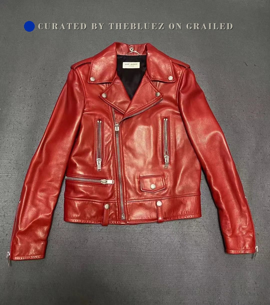 Hedi Slimane Saint Laurent SLP L01 Red Leather Jacket Size S / US 4 / IT 40 - 1 Thumbnail
