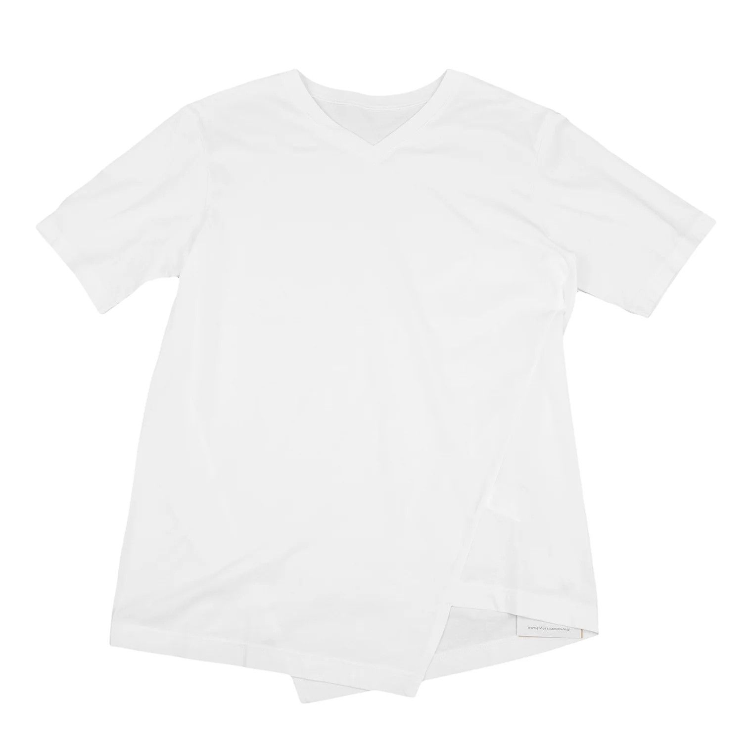 Yohji Yamamoto Bias Cut V-Neck T-Shirt in White Size US S / EU 44-46 / 1 - 1 Thumbnail