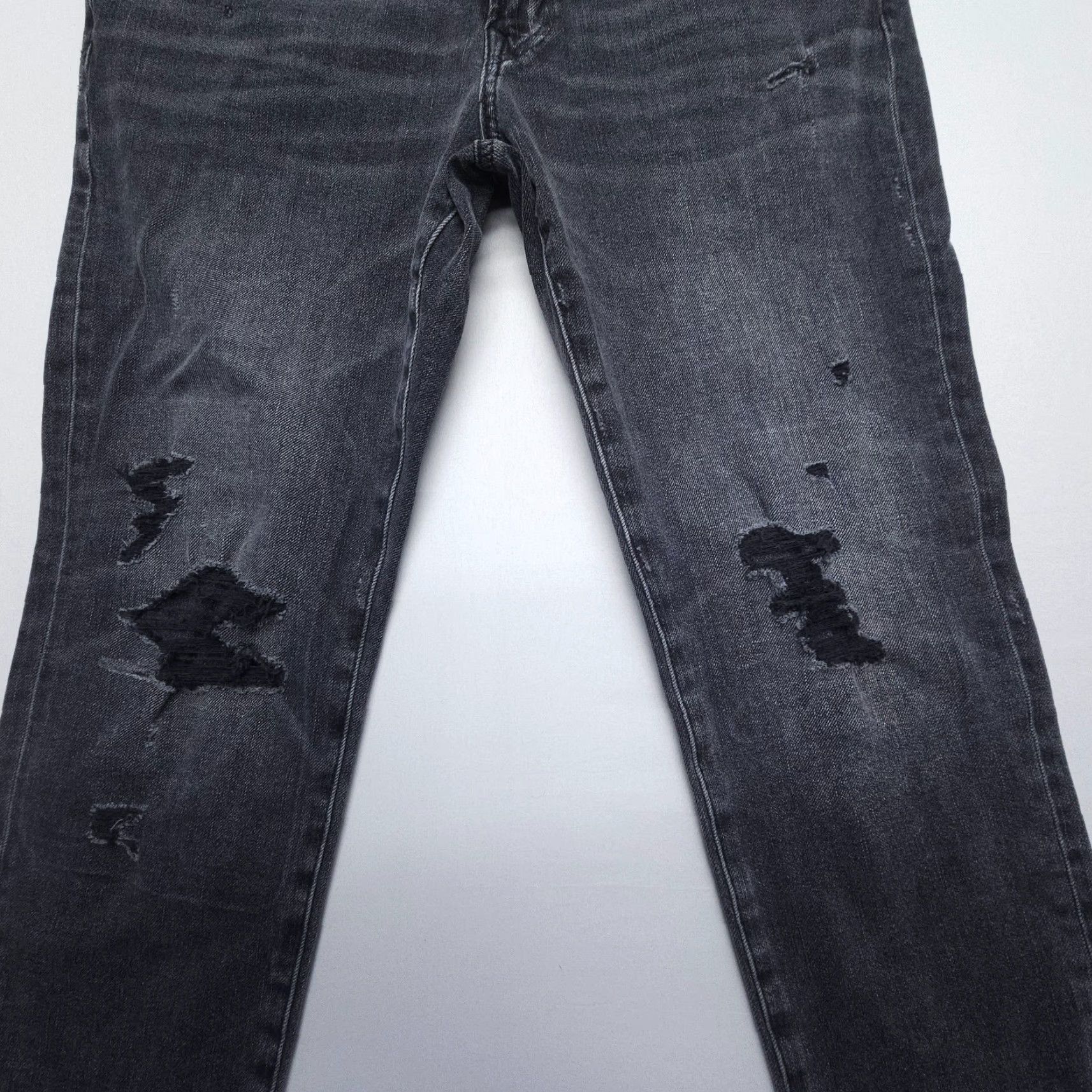 American Eagle Outfitters American Eagle Outfitters Airflex Slim Straight Jeans Mens 34 x 30 Distressed Black Inseam 28 5-Pocket Denim Size US 34 / EU 50 - 3 Thumbnail