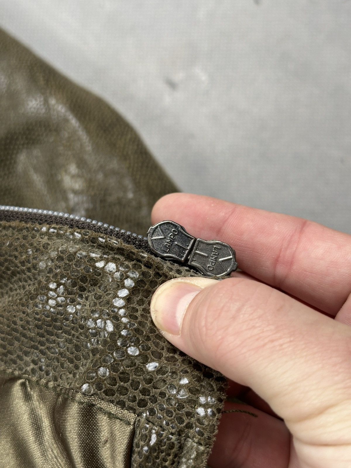 ARMA Arma Womens Croc Embossed Leather Jacket Olive Green Zip 90s Size M / US 6-8 / IT 42-44 - 7 Thumbnail