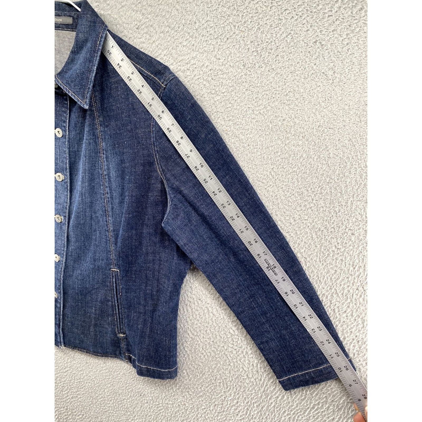 Liz Claiborne Liz Claiborne Denim Jacket Womens Size 1P Petite Dark Wash Button Up Jean Denim Casual Size 25" / US 0 / IT 36 - 6 Thumbnail