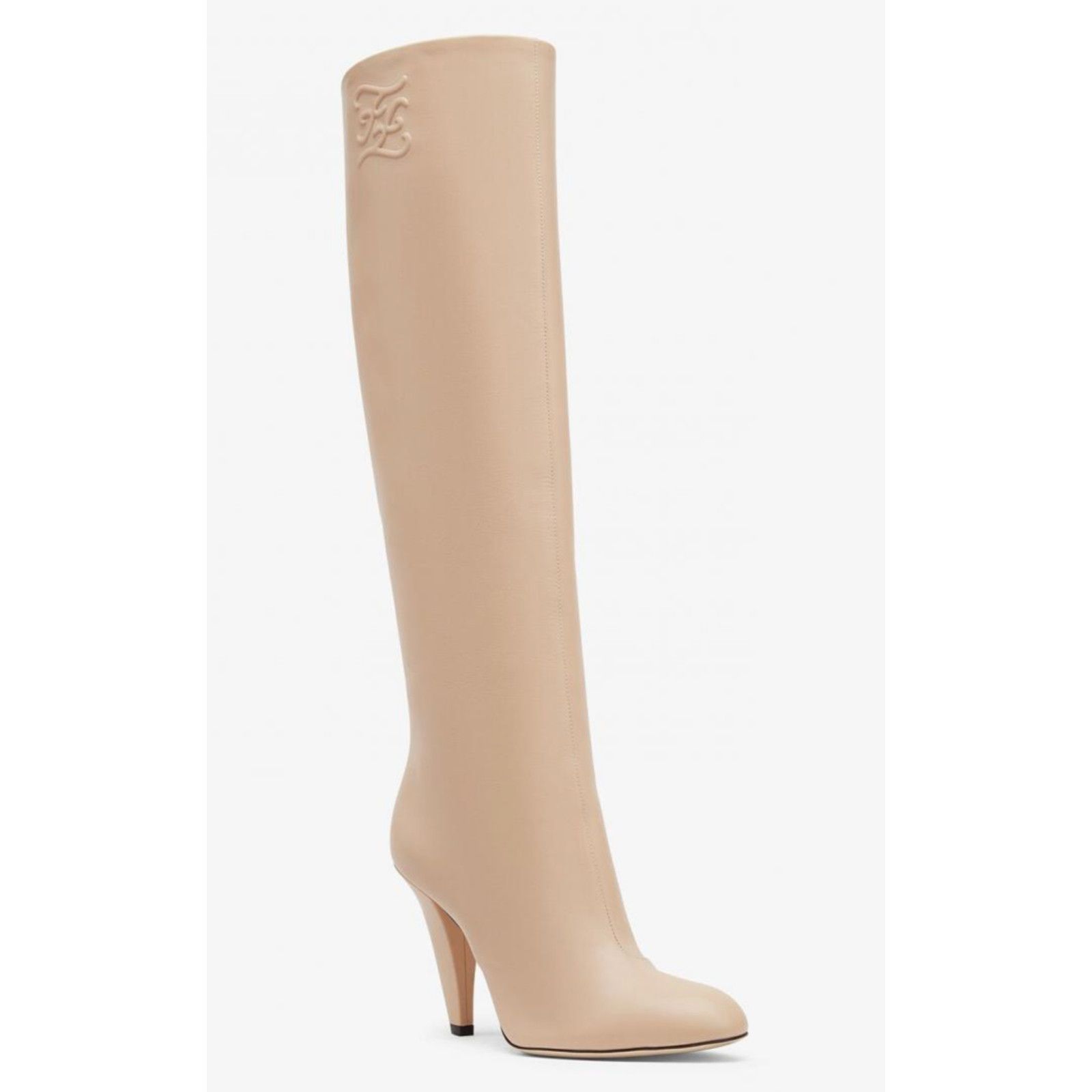 Fendi Fendi Karligraphy FF Logo Motif Poudre Beige Nude Leather Size US 10 / IT 40 - 2 Thumbnail