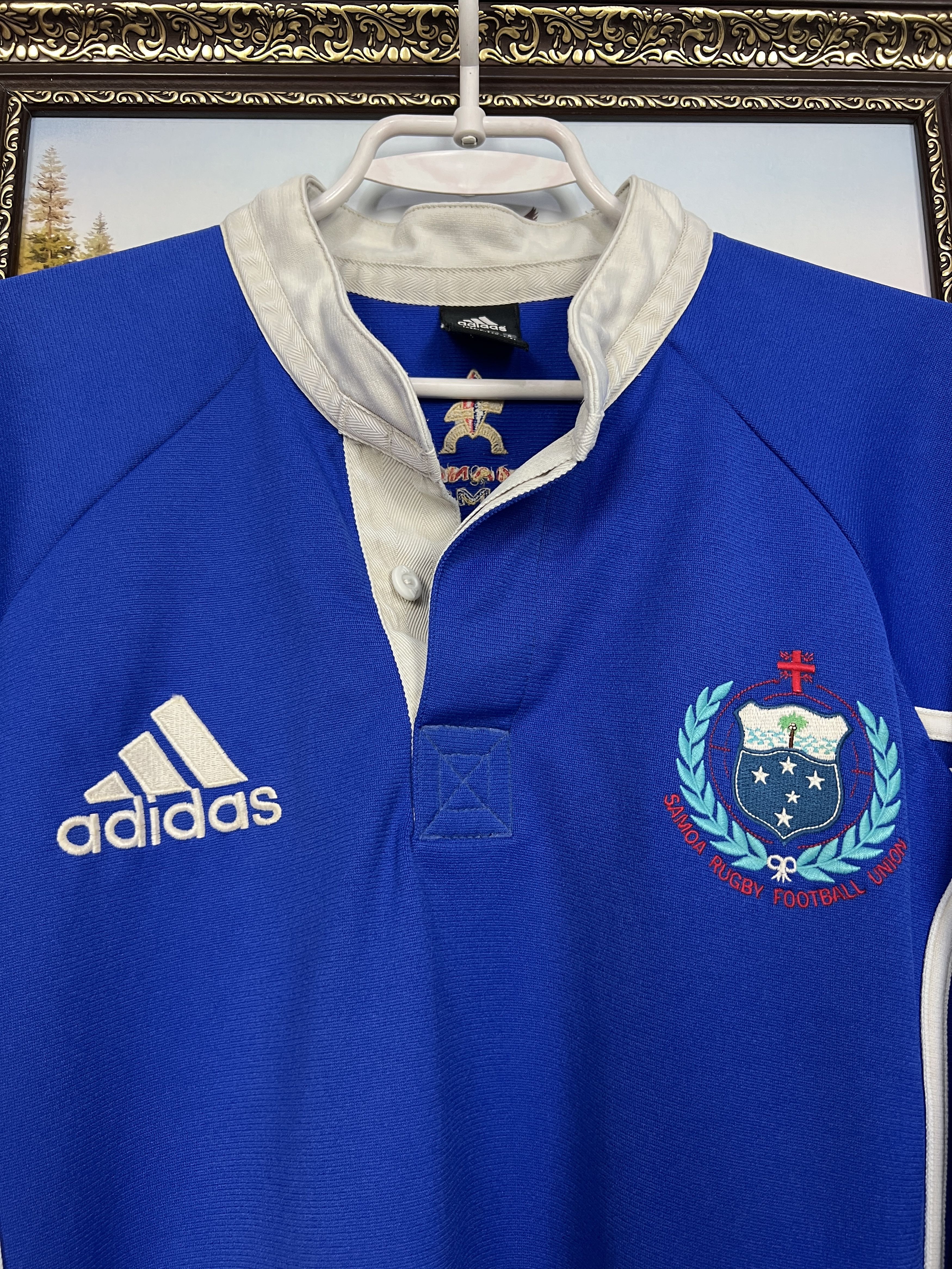 Adidas Vintage Manu Samoa Rugby Union Jersey Trikot Shirt Rare Size US L / EU 52-54 / 3 - 3 Thumbnail