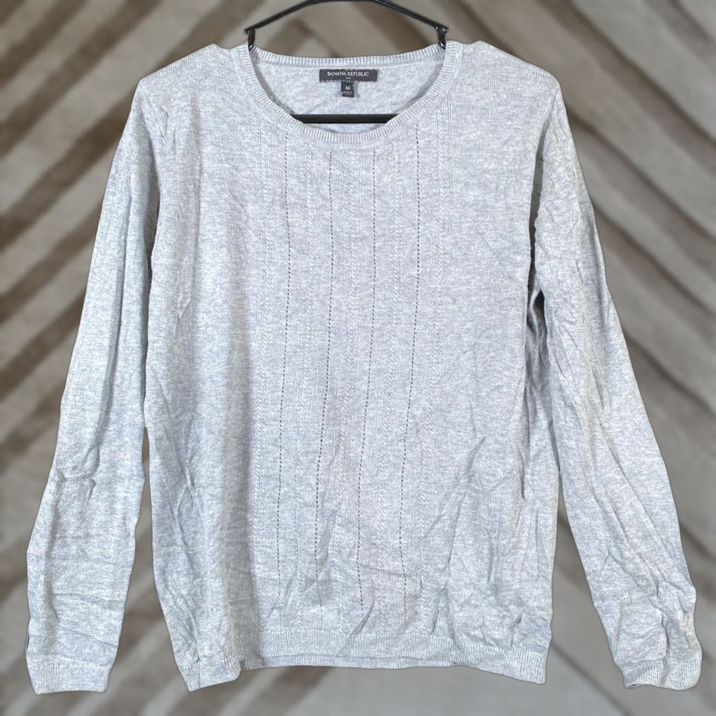 Banana Republic Banana Republic Mens Sweater Gray Crew Neck Long Sleeve Cotton Blend Medium Size US M / EU 48-50 / 2 - 1 Thumbnail