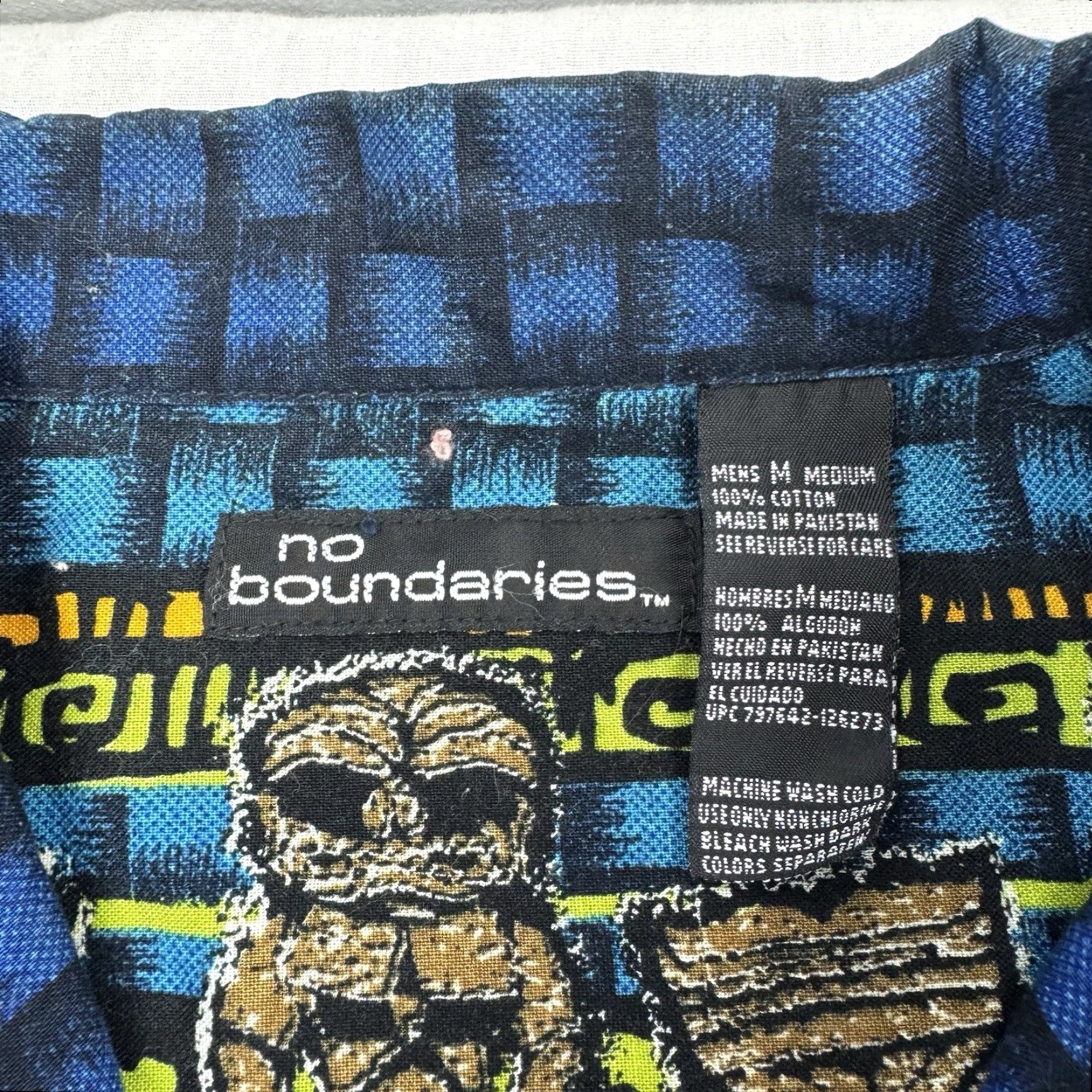 Vintage VINTAGE No Boundaries Shirt Adult Medium Blue Hipster Punk Baggy Y2K Tiki Button Up Size US M / EU 48-50 / 2 - 2 Thumbnail