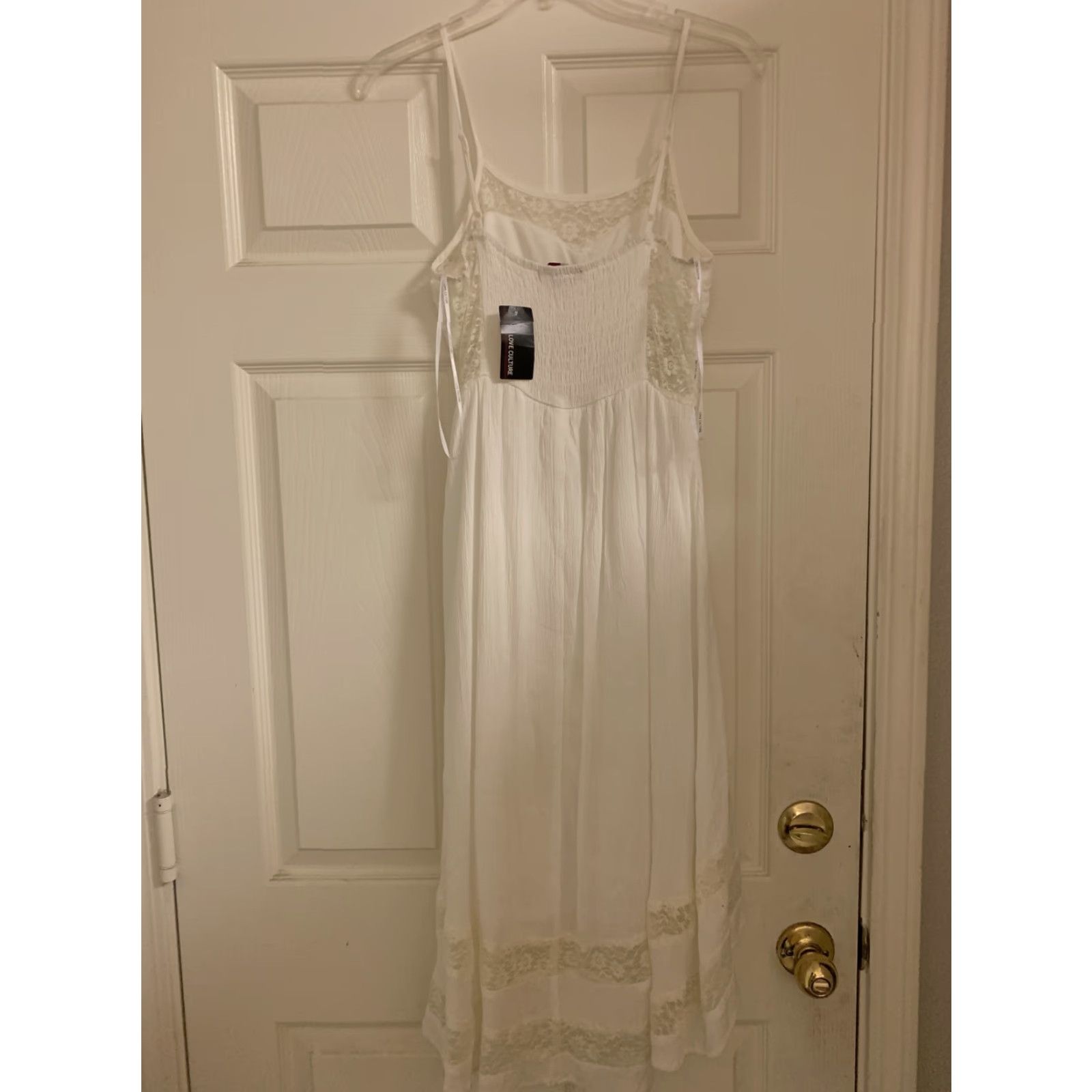 Vintage Love Culture Dress Sundress Floral Knee Length White M Juniors Women Sleeveless Ruffle Pullover Casual Summer Spring 100% Rayon Size M / US 6-8 / IT 42-44 - 6 Thumbnail
