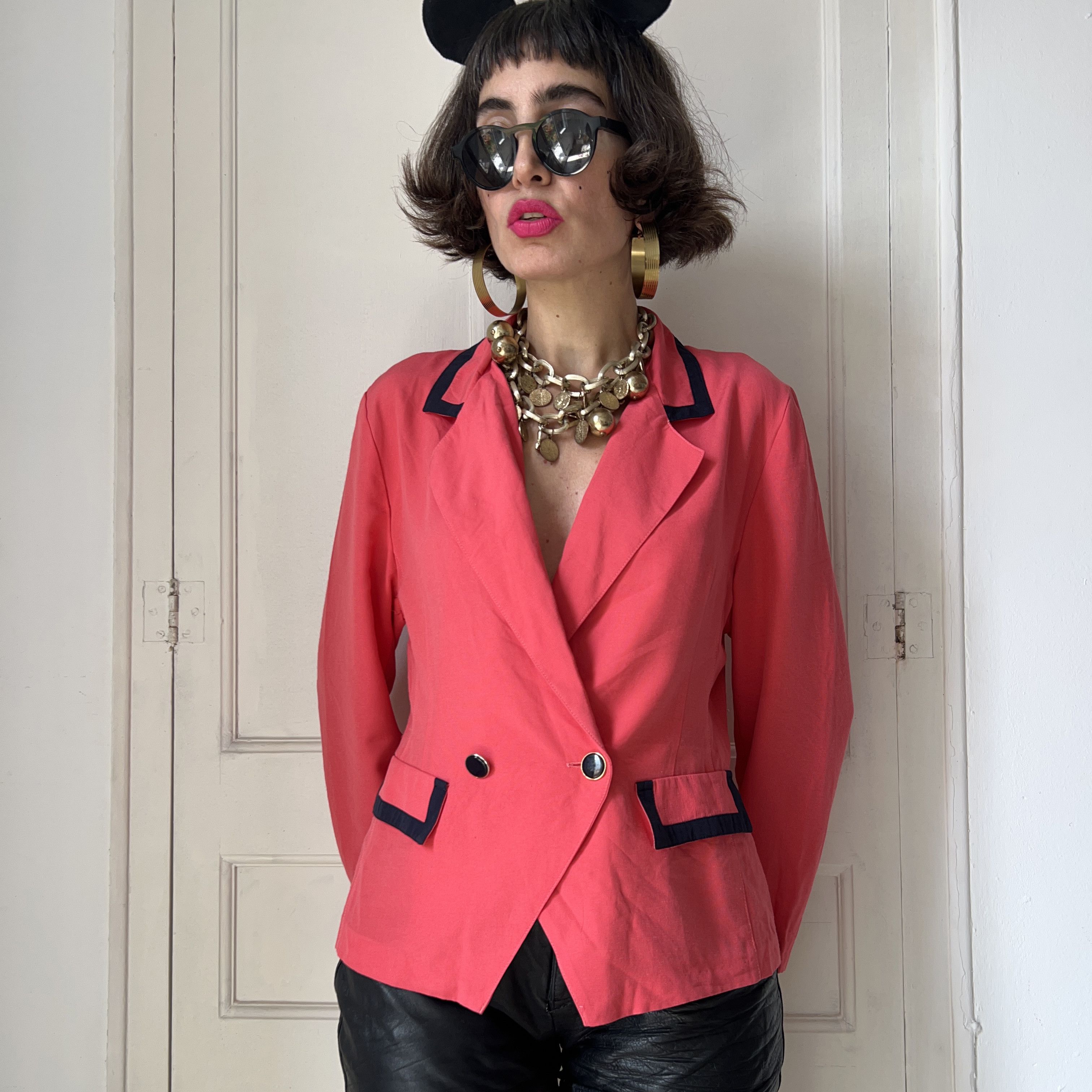 Vintage Vintage 90s Coral Pink Designer Blazer Size S / US 4 / IT 40 - 3 Thumbnail