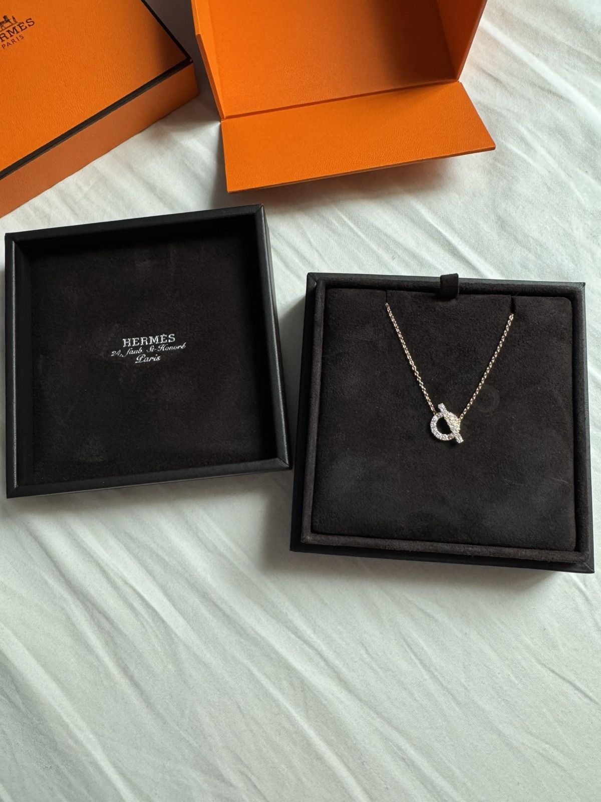 Hermes Hermès rose gold Finesse diamonds necklace Size ONE SIZE - 1 Thumbnail