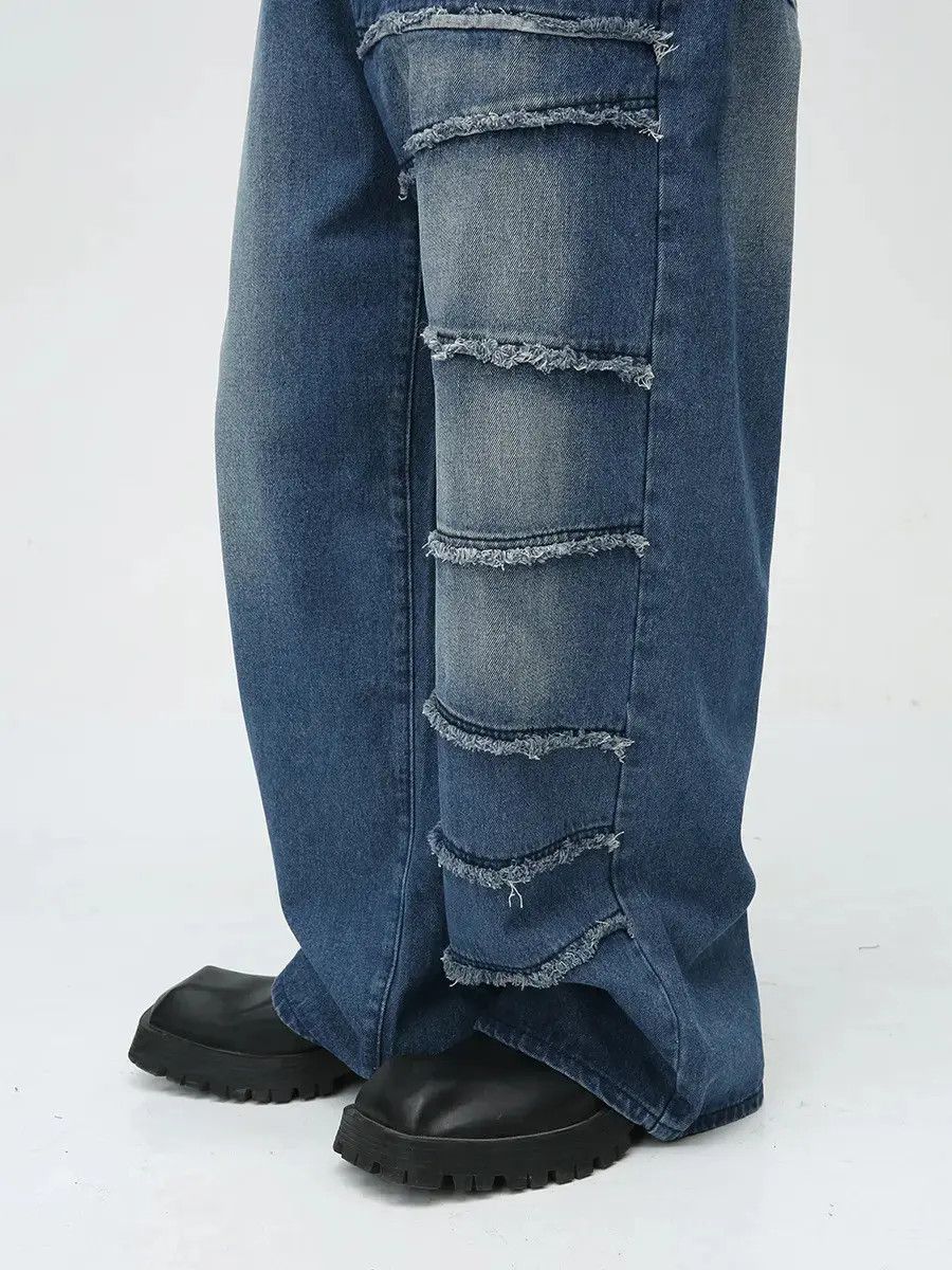 Japanese Brand Retro loose straight leg spliced jeans Size US 32 / EU 48 - 3 Thumbnail