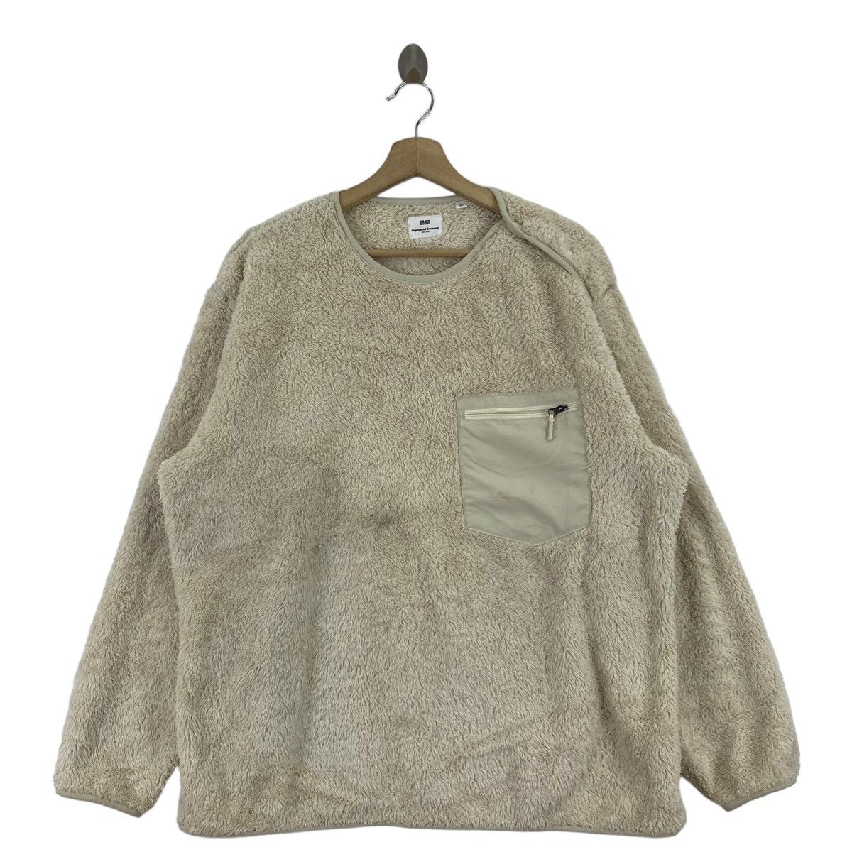 Engineered Garments × Uniqlo ENGINEERED GARMENTS UNIQLO Sherpa Fleece Cream Sweatshirt Size US XL / EU 56 / 4 - 1 Thumbnail