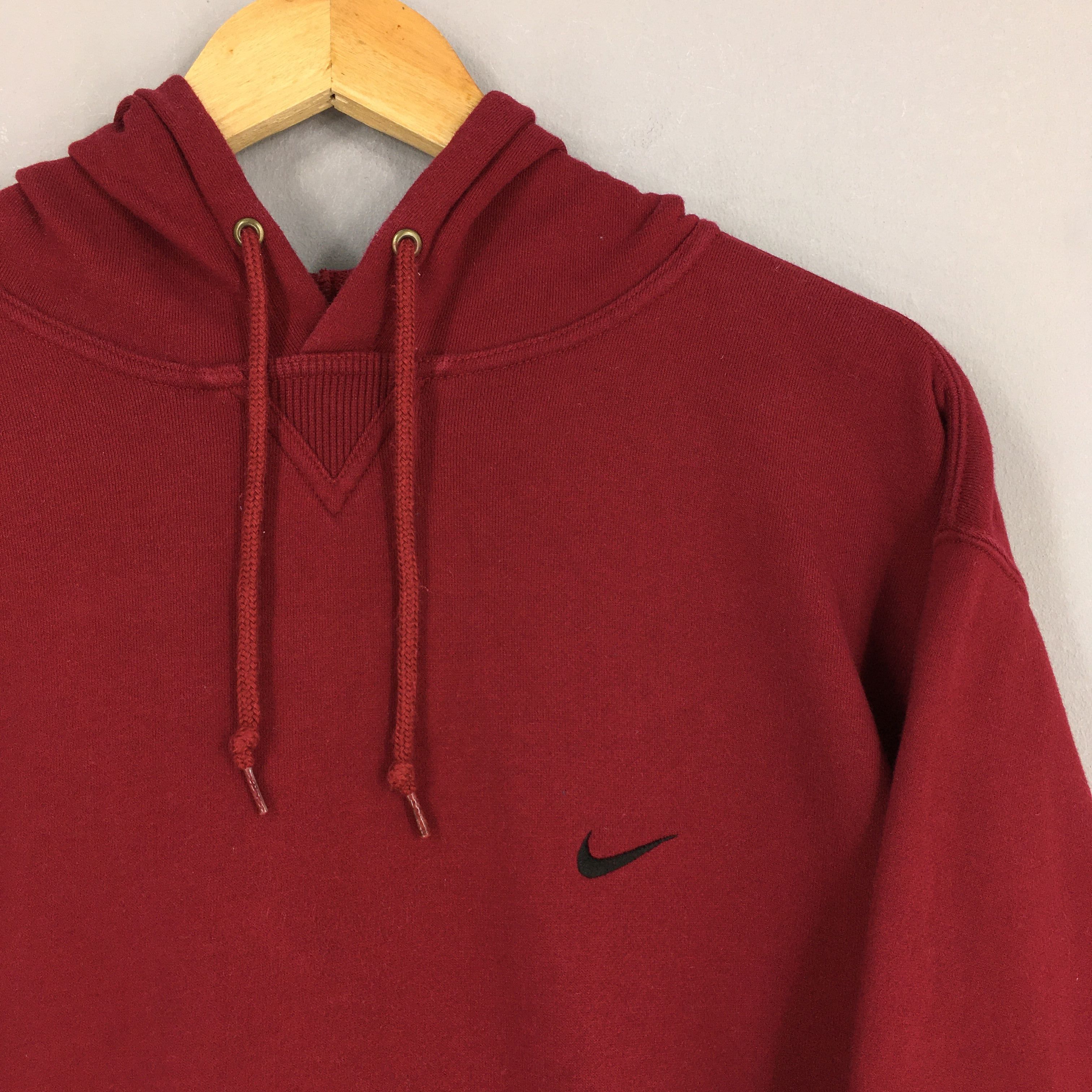 Nike Vintage 90's Nike Swoosh Maroon Pullover Hoodie Medium Size US M / EU 48-50 / 2 - 2 Thumbnail