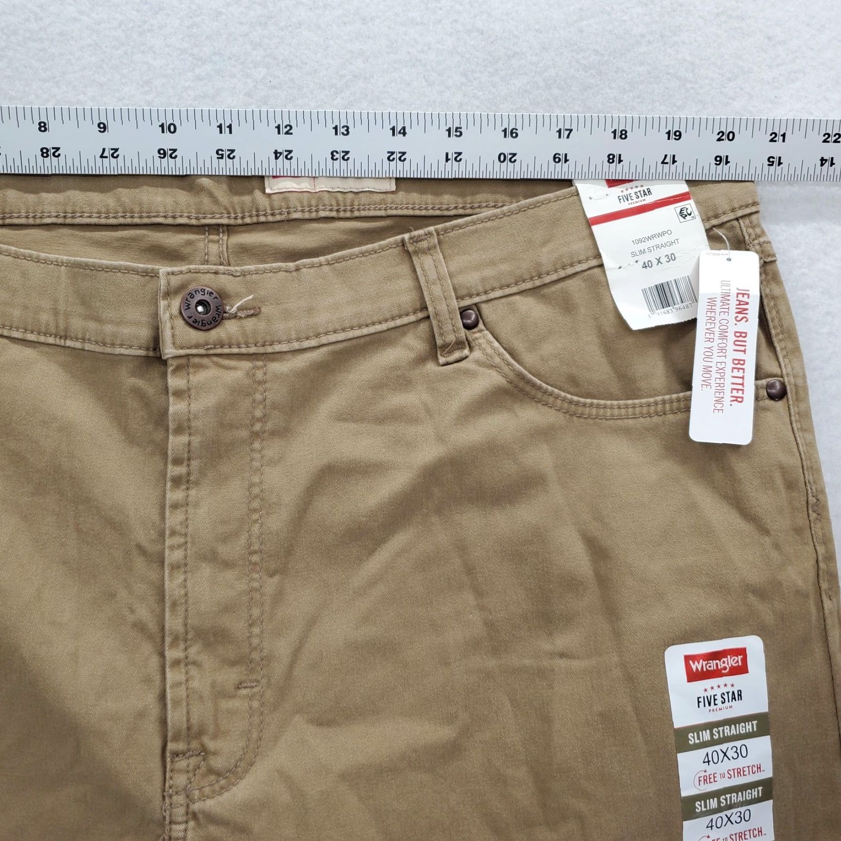 Wrangler Wrangler Pants Mens 40x30 Khaki Slim Straight Five Star Flex Stretch Twill NWT Size US 40 / EU 56 - 6 Thumbnail