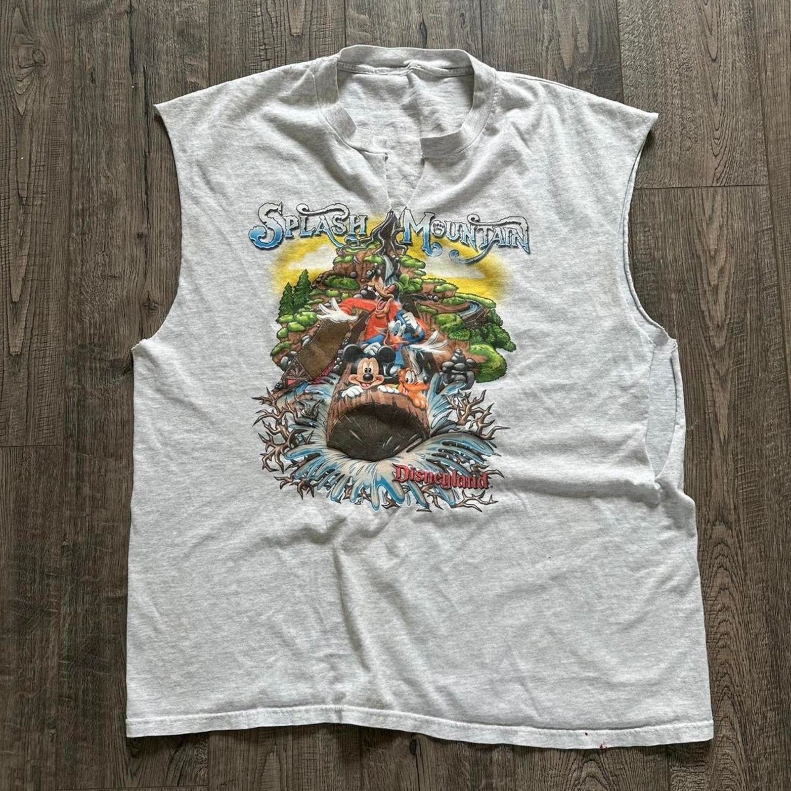 Disney × Vintage Vintage 90s Disney Land Splash Mountain Cut Off Tank Shirt Size US XL / EU 56 / 4 - 1 Thumbnail