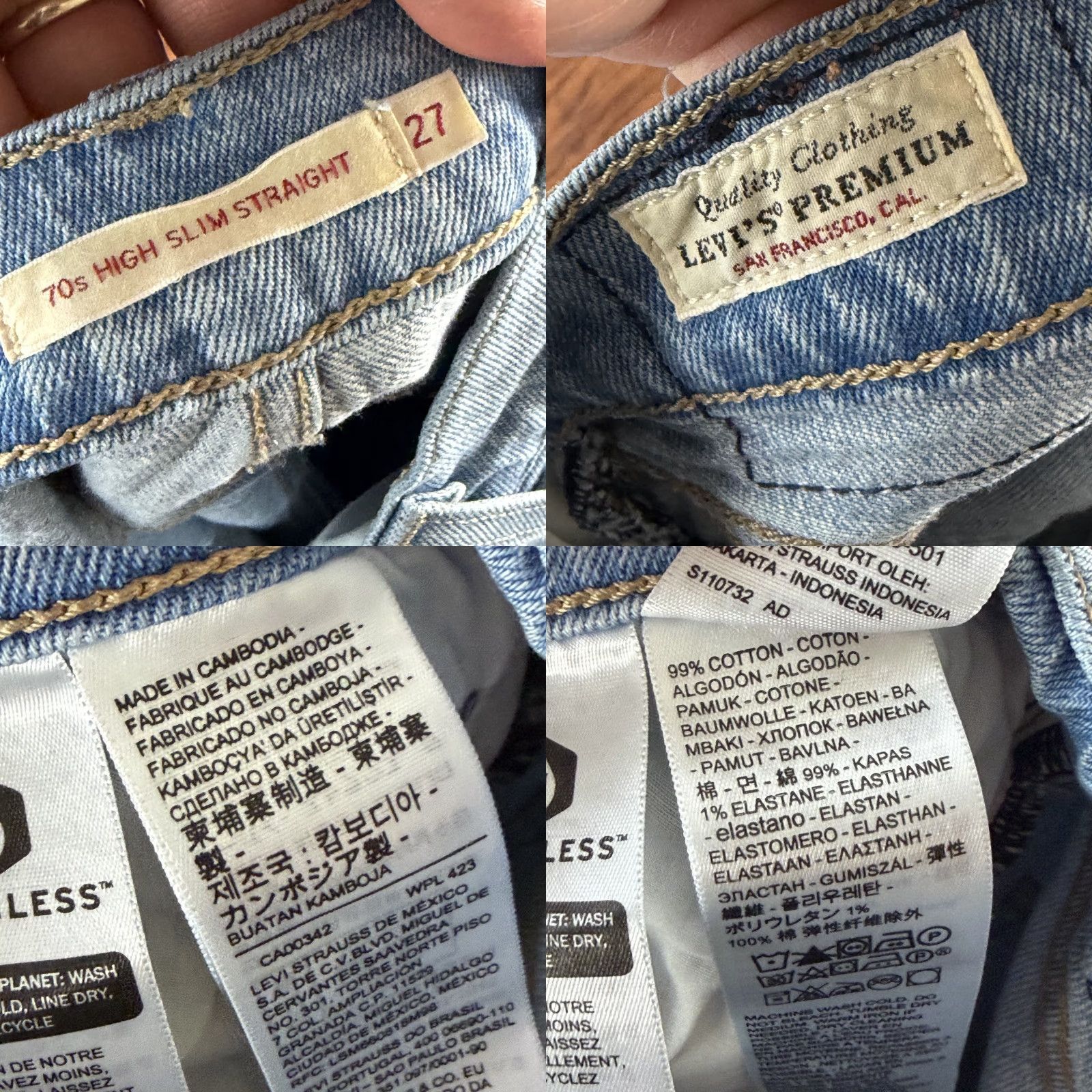 Levi's Levi's Jeans Women 27 Straight Slim Stretch Denim Blue 26x31 High Rise Regular Inseam 31 Logo 70s Style Size 27" / US 4 / IT 40 - 9 Thumbnail