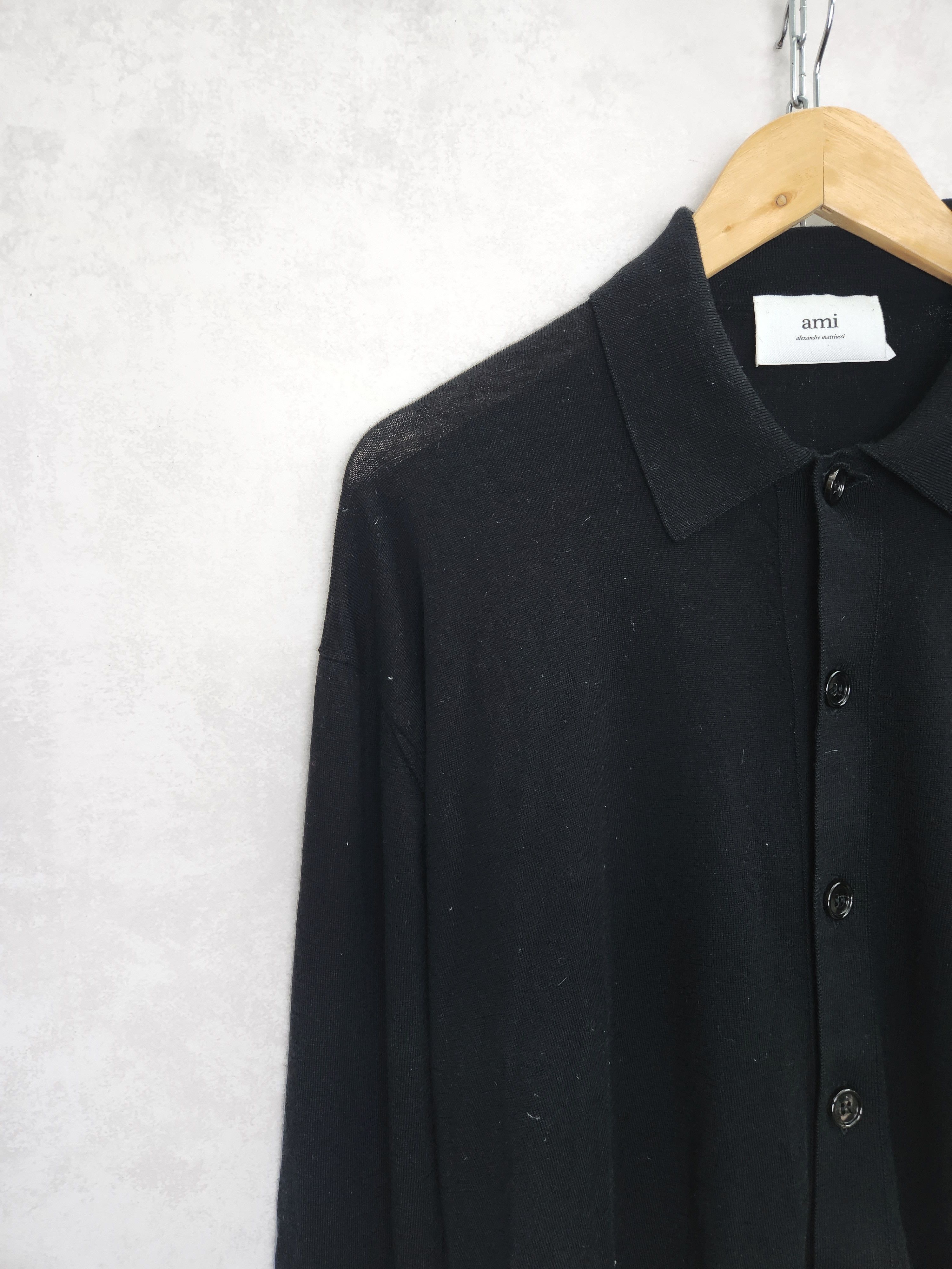 AMI Ami black cardigan button ups black logo merino wool Size US L / EU 52-54 / 3 - 5 Thumbnail