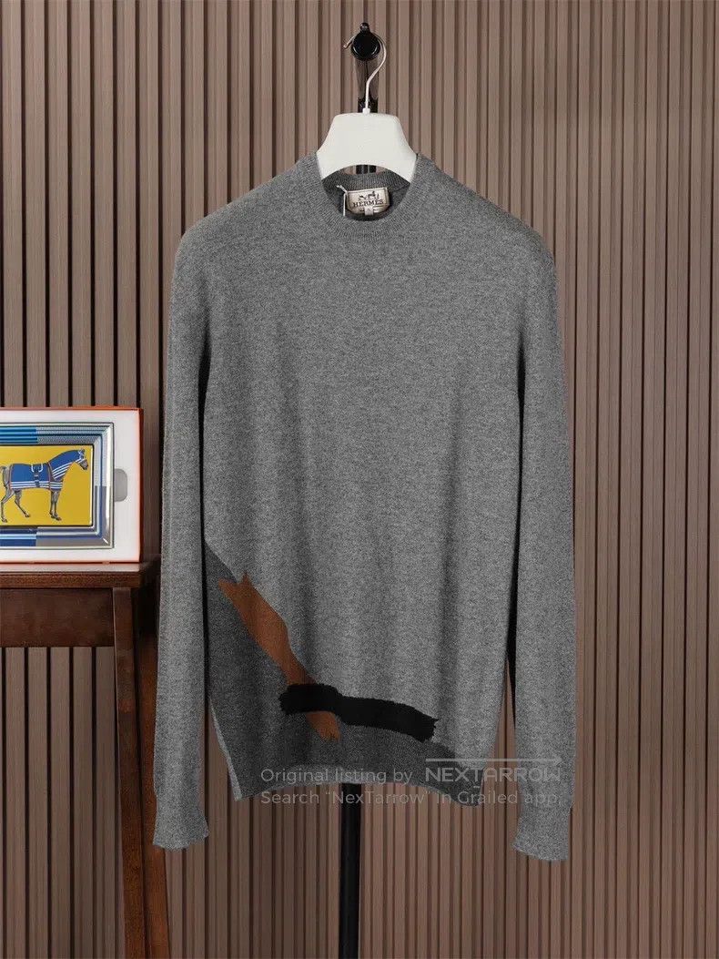 Hermes Hermes Thick Grey Cashmere Sweater Size US XL / EU 56 / 4 - 1 Thumbnail