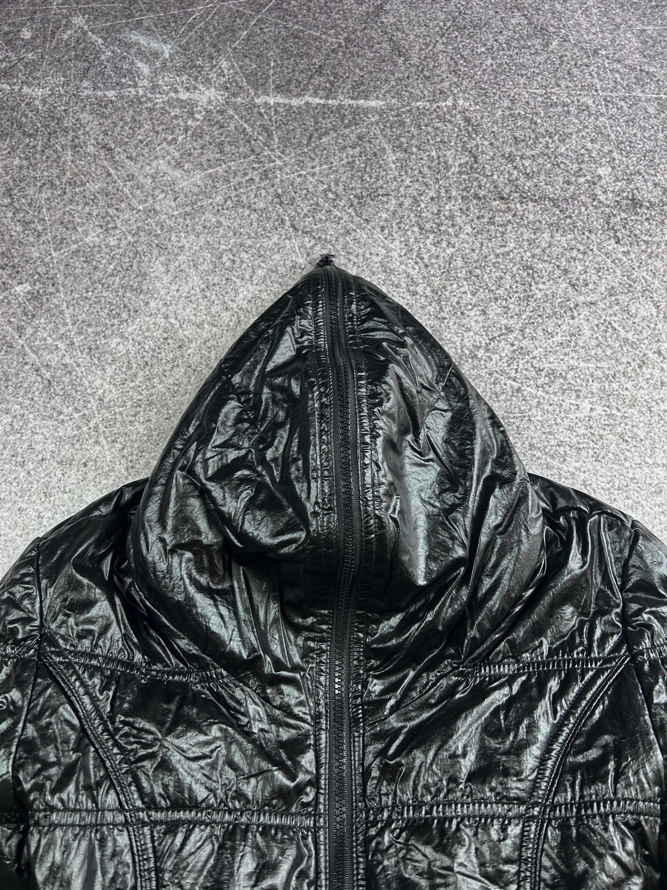 Japanese Brand Black Cropped Puffer Jacket Glossy Hooded Y2K Techwear Style Size US S / EU 44-46 / 1 - 6 Thumbnail