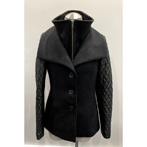 Soia & Kyo Soia & Kyo Wool Peacoat with Quilted Leather Sleeves and Rem Size S / US 4 / IT 40 - 5 Thumbnail