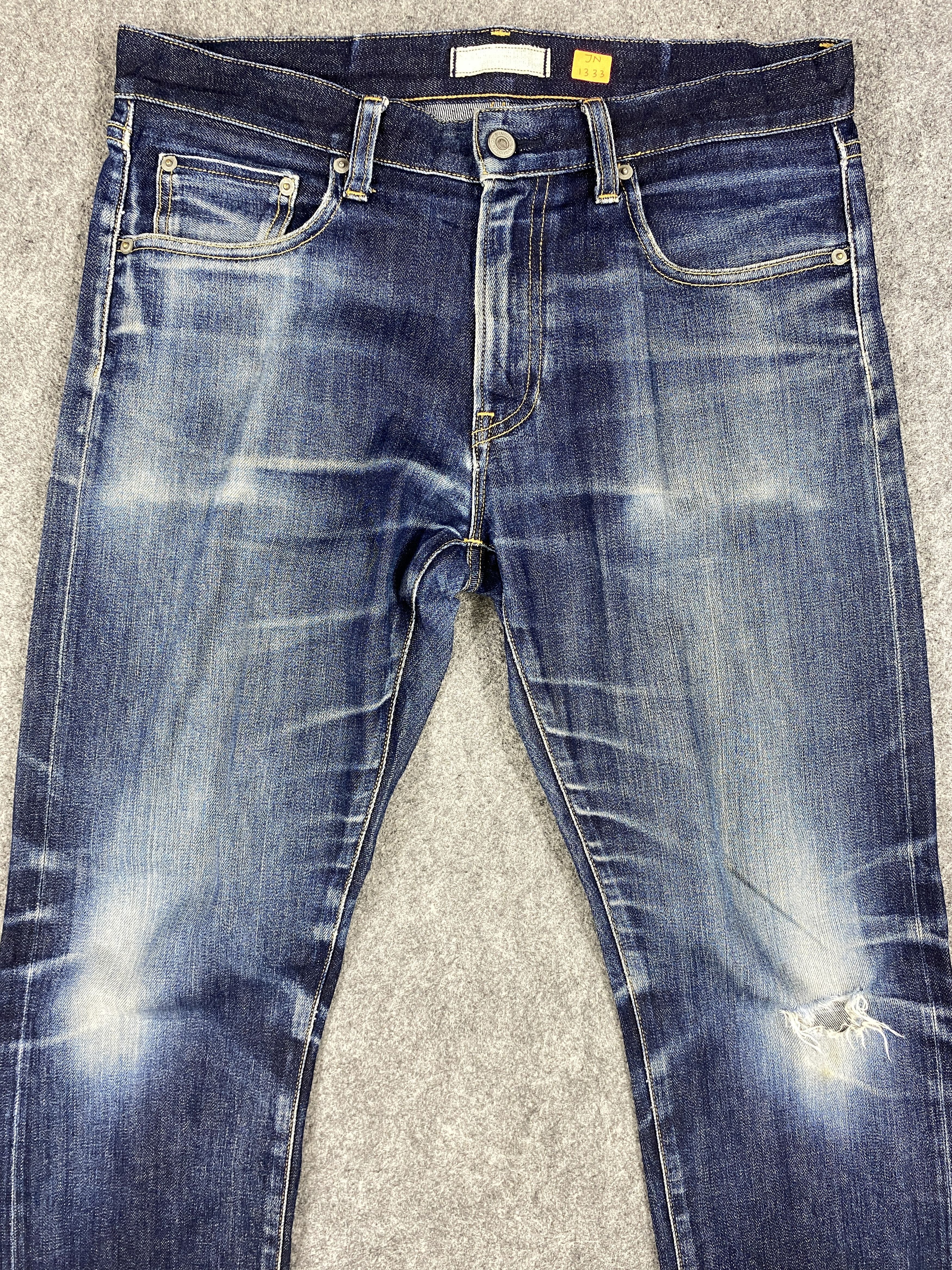 Japanese Brand Redline Distressed Blue Vintage Uniqlo Jeans 33x33 Denim Size US 33 - 3 Thumbnail