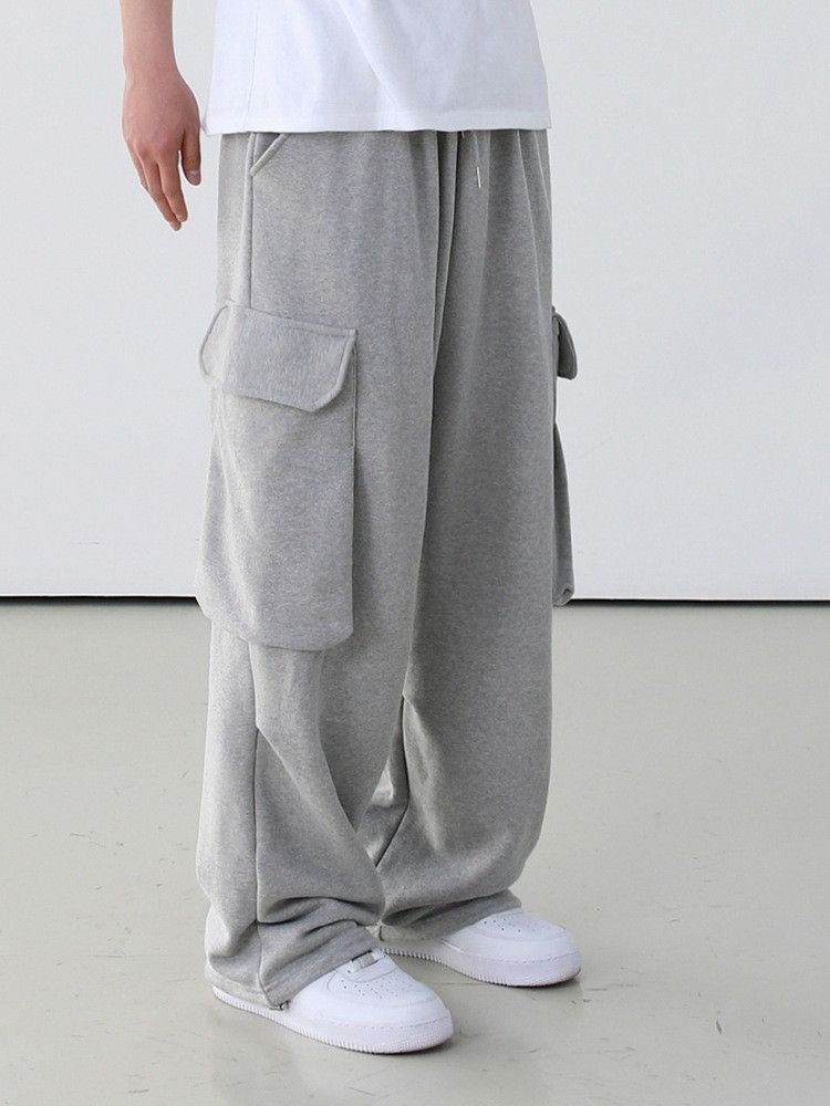Japanese Brand Gray Baggy Cargo Sweatpants Size US 31 - 2 Thumbnail