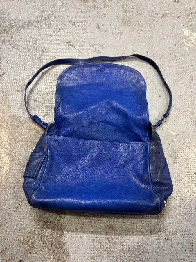 Roberto Cavalli 2000s Roberto Cavalli Blue Leather Crocodile Effect Handle Bag Size ONE SIZE - 7 Thumbnail