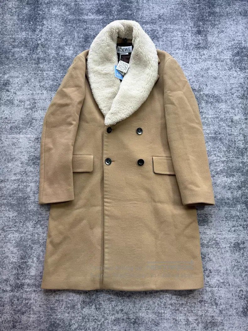 Loewe Loewe Khaki fur-collared wool and cashmere coat Size US S / EU 44-46 / 1 - 1 Thumbnail