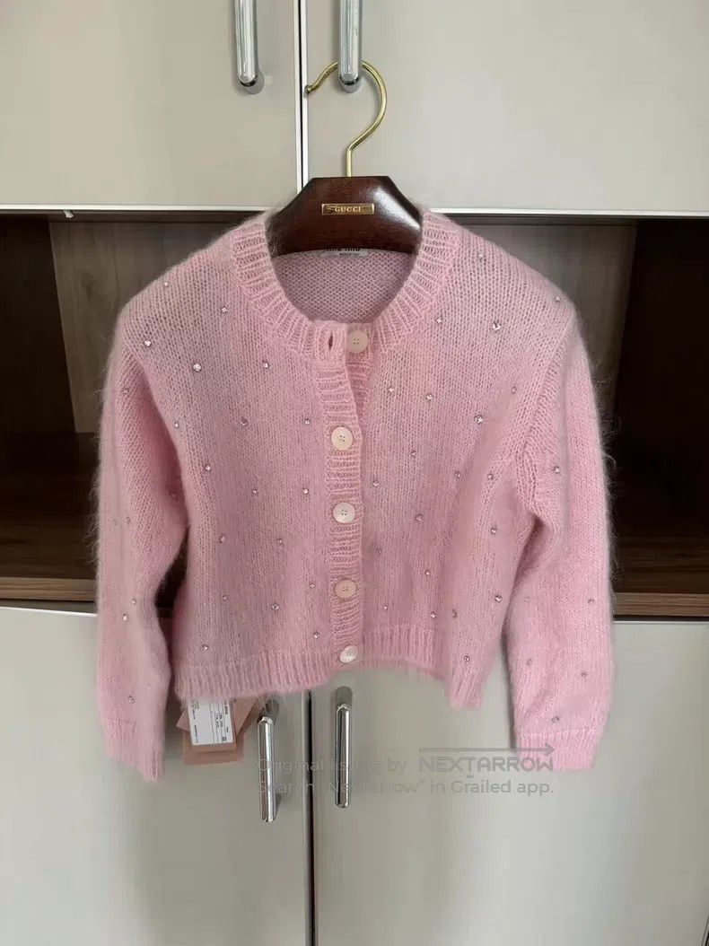 Miu Miu Miu Miu 40 Small diamond pink mohair cardigan Size M / US 6-8 / IT 42-44 - 1 Thumbnail