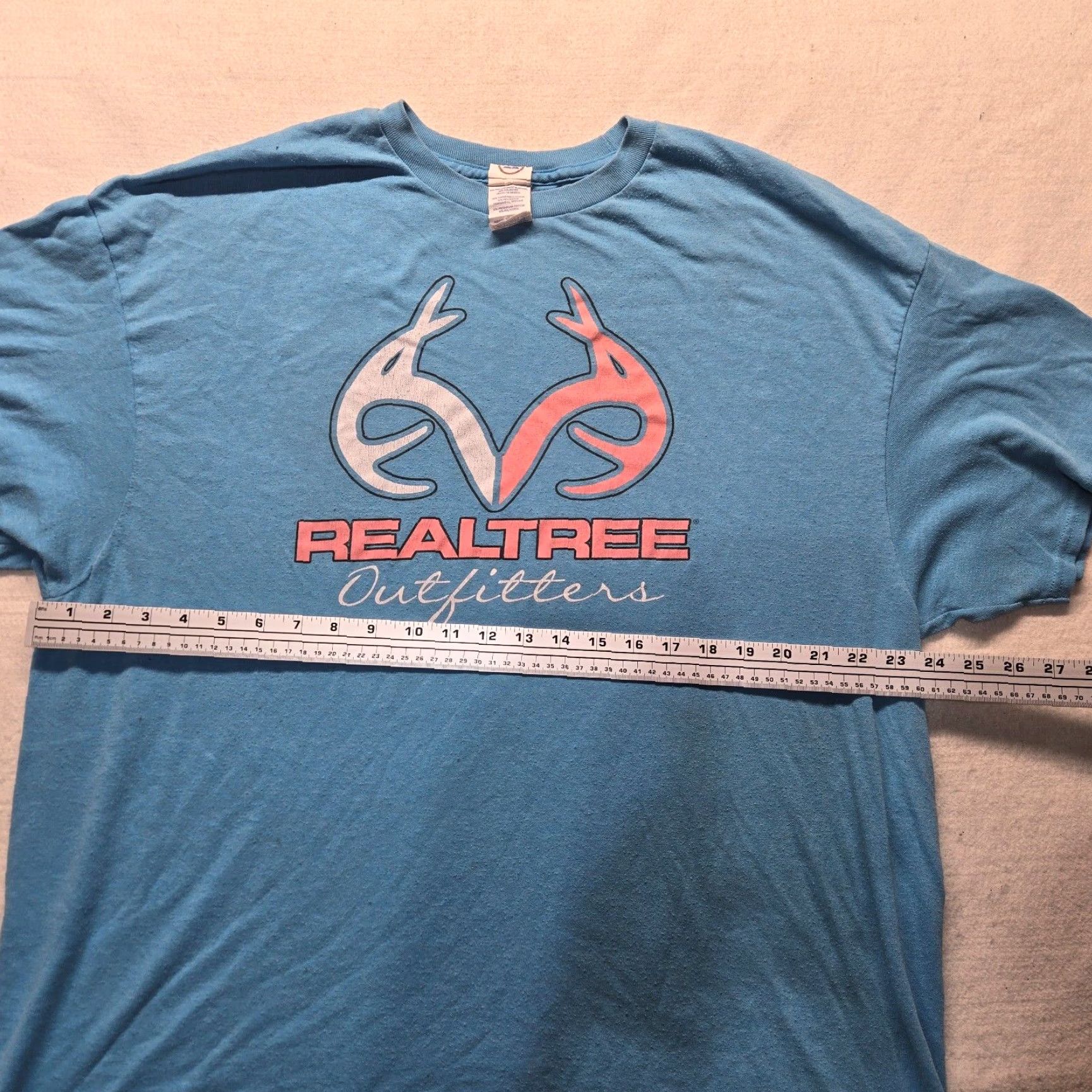Realtree Real Tree Realtree T-Shirt Light Blue Short Sleeve Logo Deer Horns Adult 2XL XXL Cotton Camouflage Outdoor Hiking Hunting Fishing Logo Shirt Mens Size US XXL / EU 58 / 5 - 4 Thumbnail