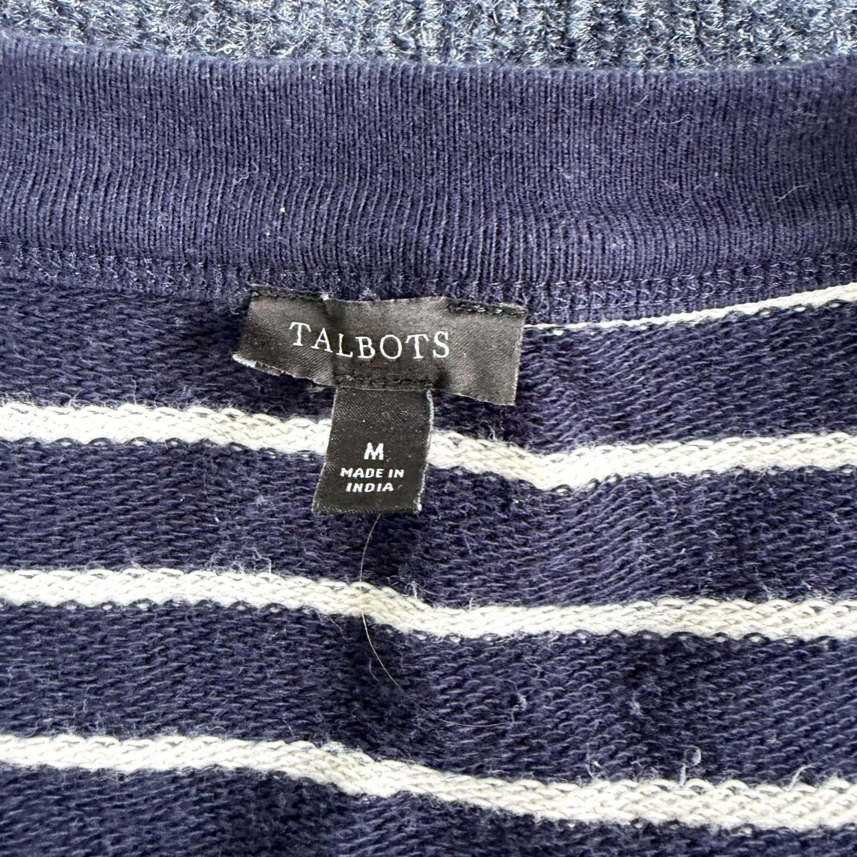 Talbots VINTAGE Talbots Sweater Dress Womens M Blue Striped Knit V Neck Button Long Sleeve Size M / US 6-8 / IT 42-44 - 3 Thumbnail