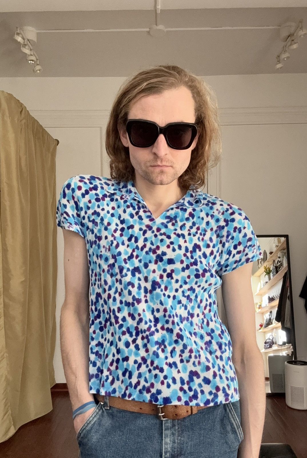 Pleats Please Issey Miyake PLEATS PLEASE Polka Dot Splatter Print Polo Size M / US 6-8 / IT 42-44 - 14 Thumbnail