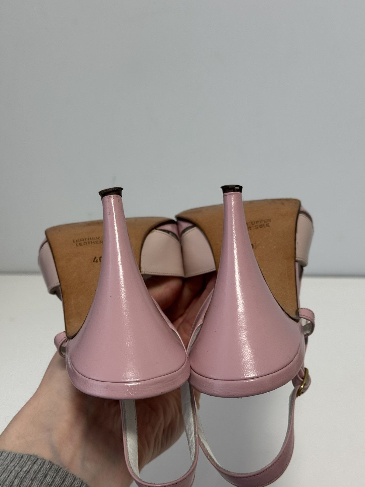 Bally Bally Pink Leather Slingback Heels Peep Toe Strappy Pumps Size US 10 / IT 40 - 17 Thumbnail
