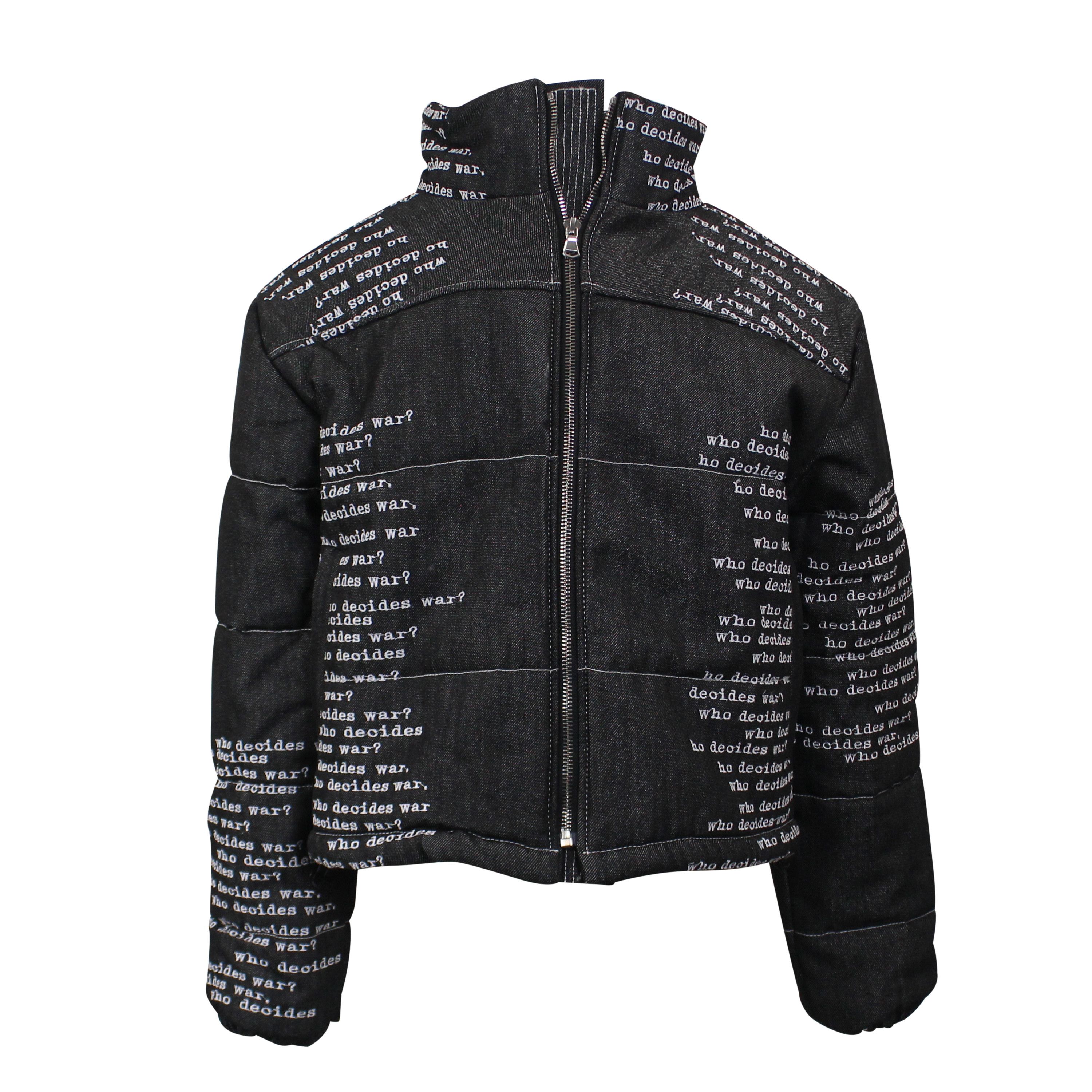 image of Who Decides War Black Signature Scripture Puffer Size S, Men's