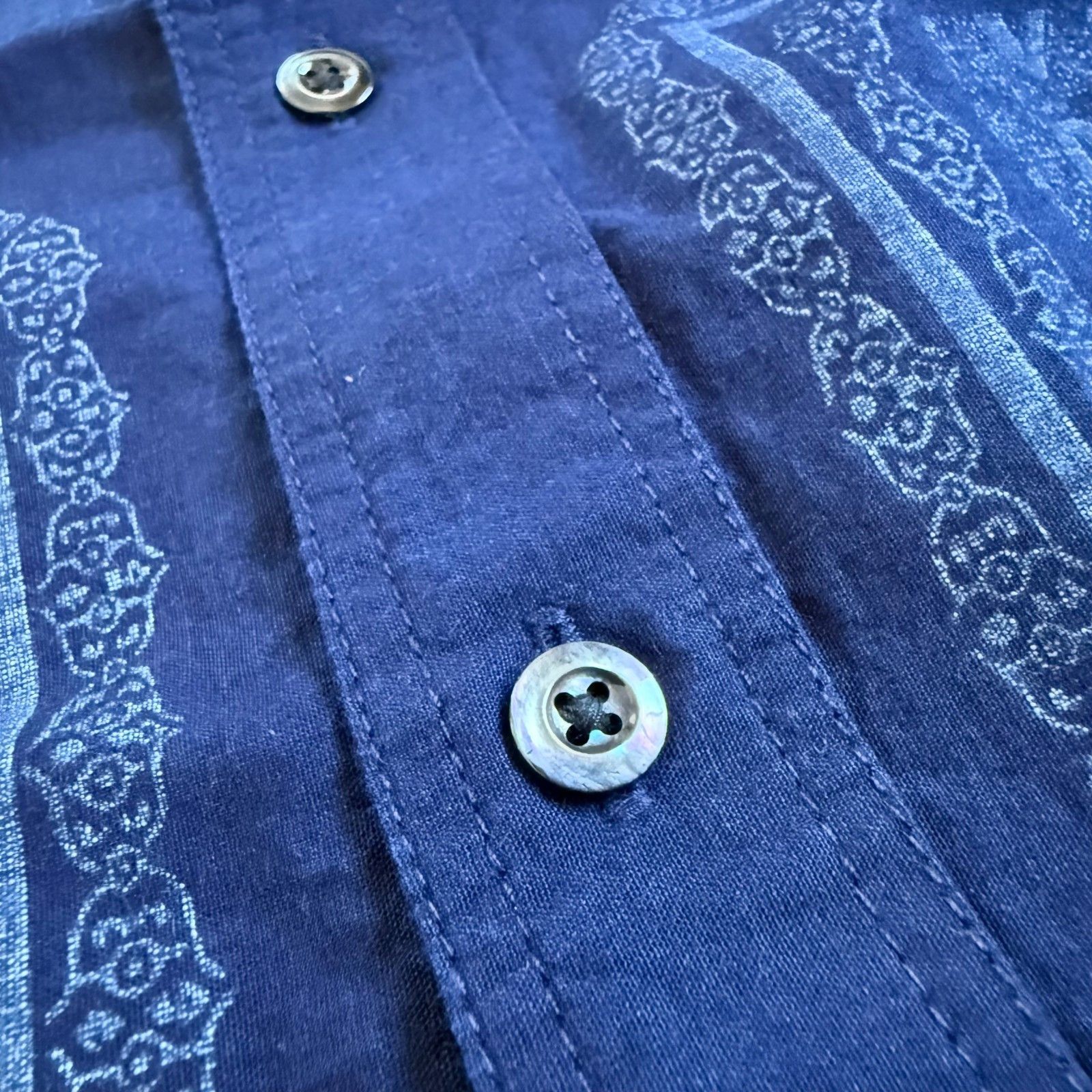 Billy Reid Billy Reid Blue Indigo Treme Block Short Sleeve Shirt Size US S / EU 44-46 / 1 - 7 Thumbnail