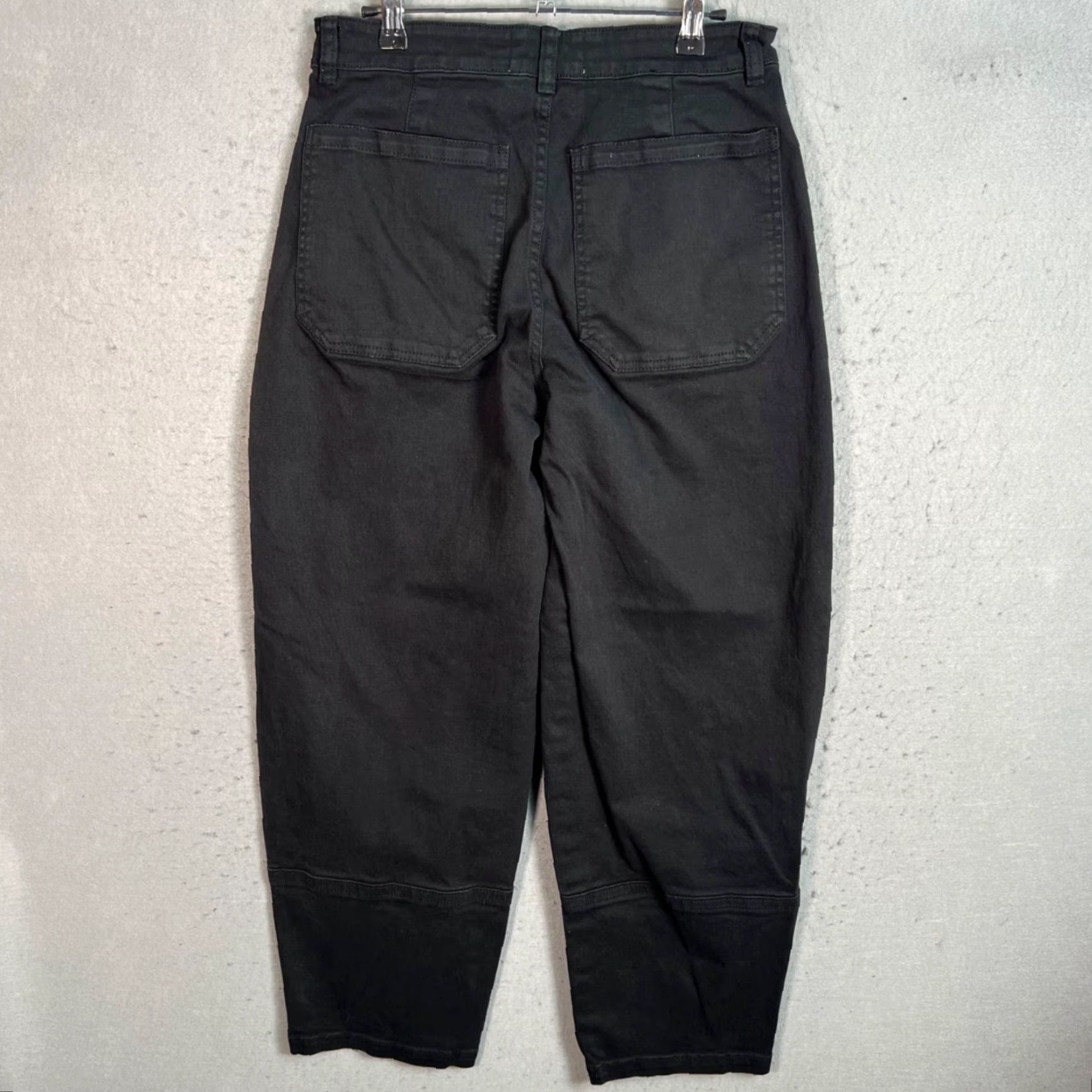 Everlane Everlane Black High-Waisted Cotton Tapered Pants Womens Size 6T Size 28" / US 6 / IT 42 - 2 Thumbnail