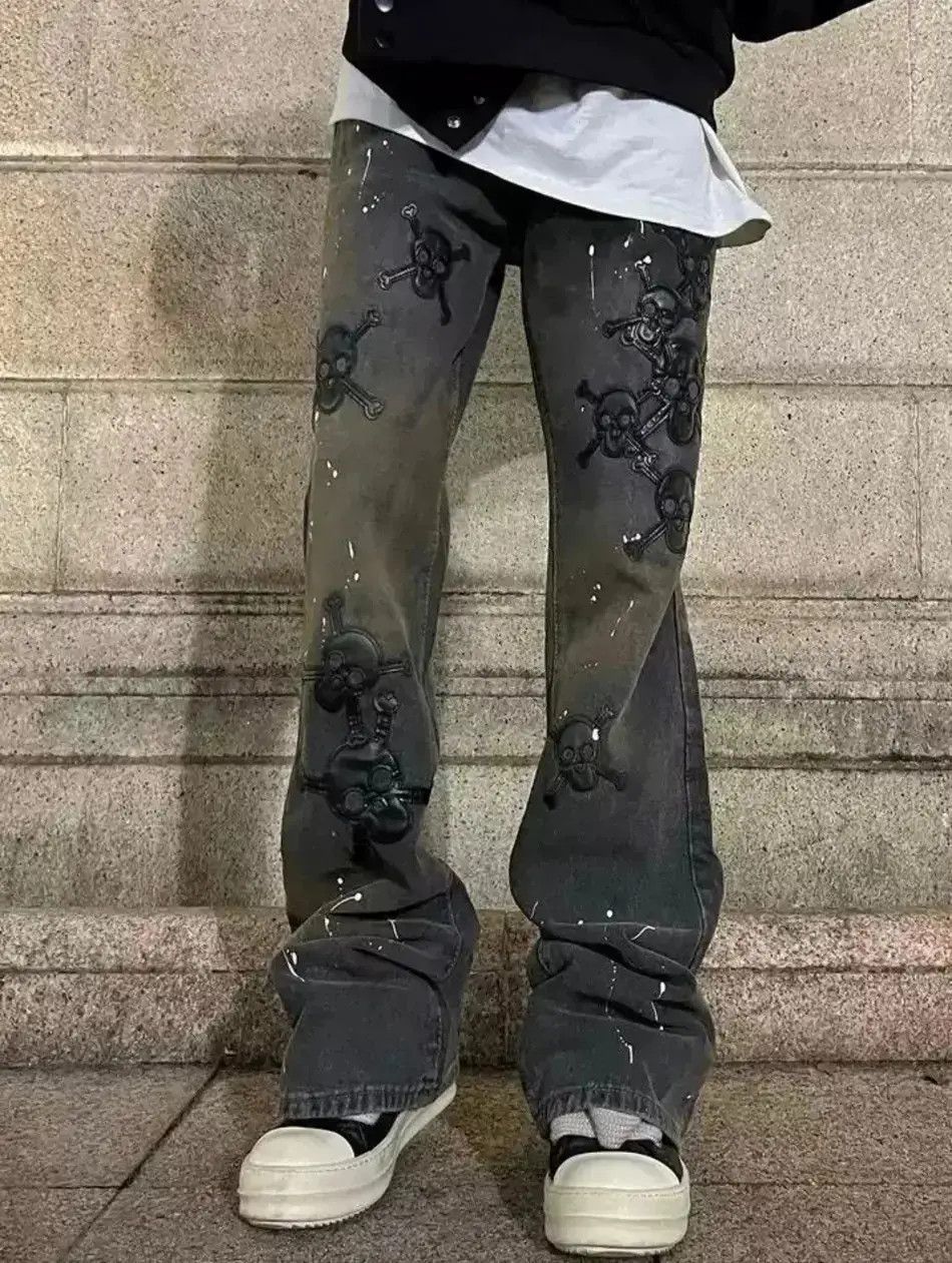 Japanese Brand Avant garde retro skull paint splattered jeans pants Size US 32 / EU 48 - 6 Thumbnail
