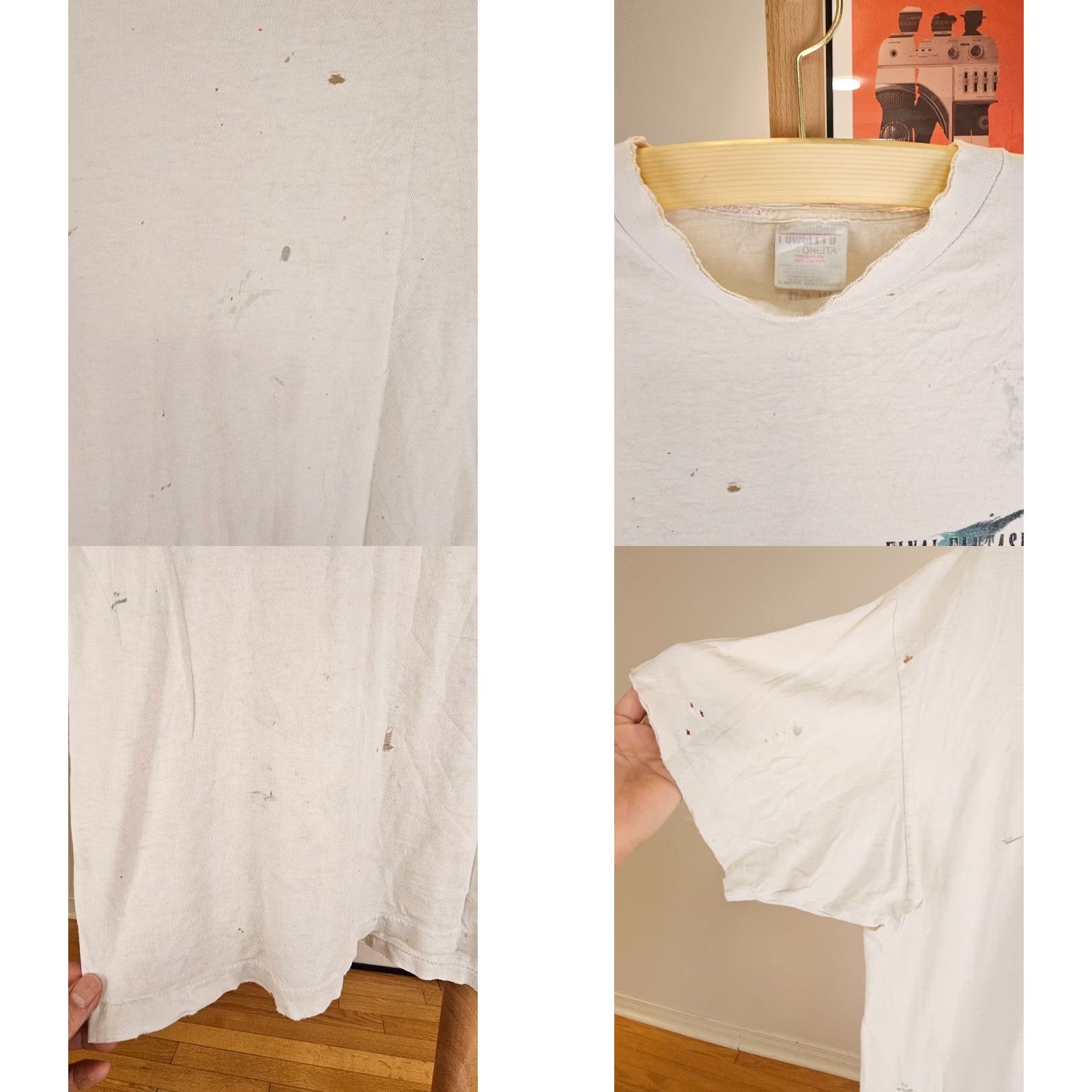 Vintage VINTAGE FINAL FANTASY 7 PLAYSTATION 1 TRASHED DISTRESSED WHITE T-SHIRT XL Shirt Men XL White 90s FF7 PS1 Distressed Tee Size US XL / EU 56 / 4 - 8 Thumbnail