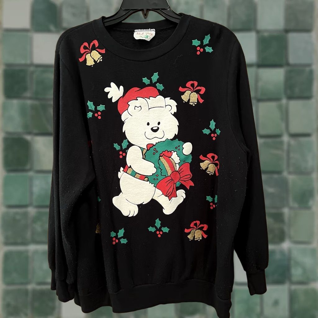Vintage Vintage 50s 60s Black Flock Print Sweatshirt XL | Grailed