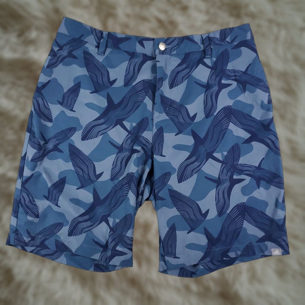 Adidas Adidas Shorts Mens Waist 34 Blue Bird Print Casual Flat Front Chinos Size US 34 / EU 50 - 1 Thumbnail