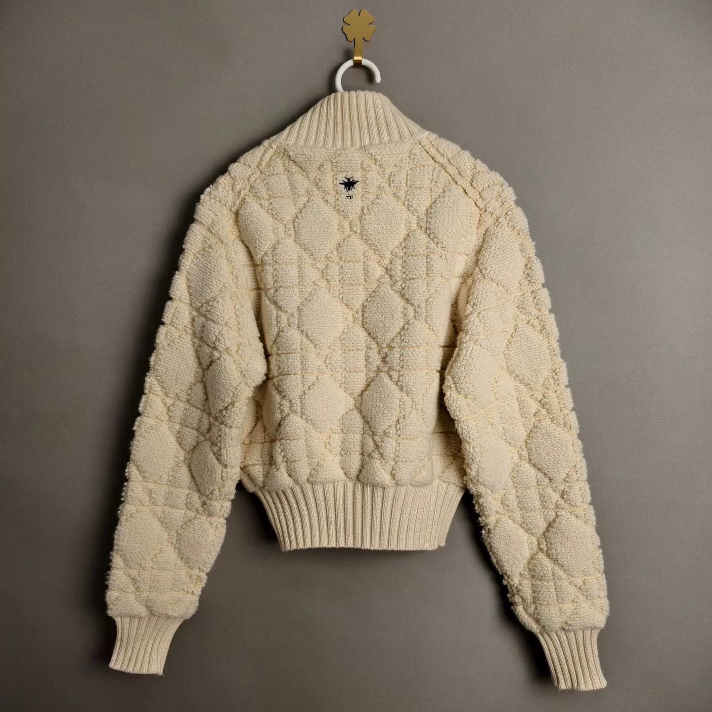 Dior DIOR women's ivory wool knit tartan zip stand collar jacket Size XS / US 0-2 / IT 36-38 - 2 Thumbnail